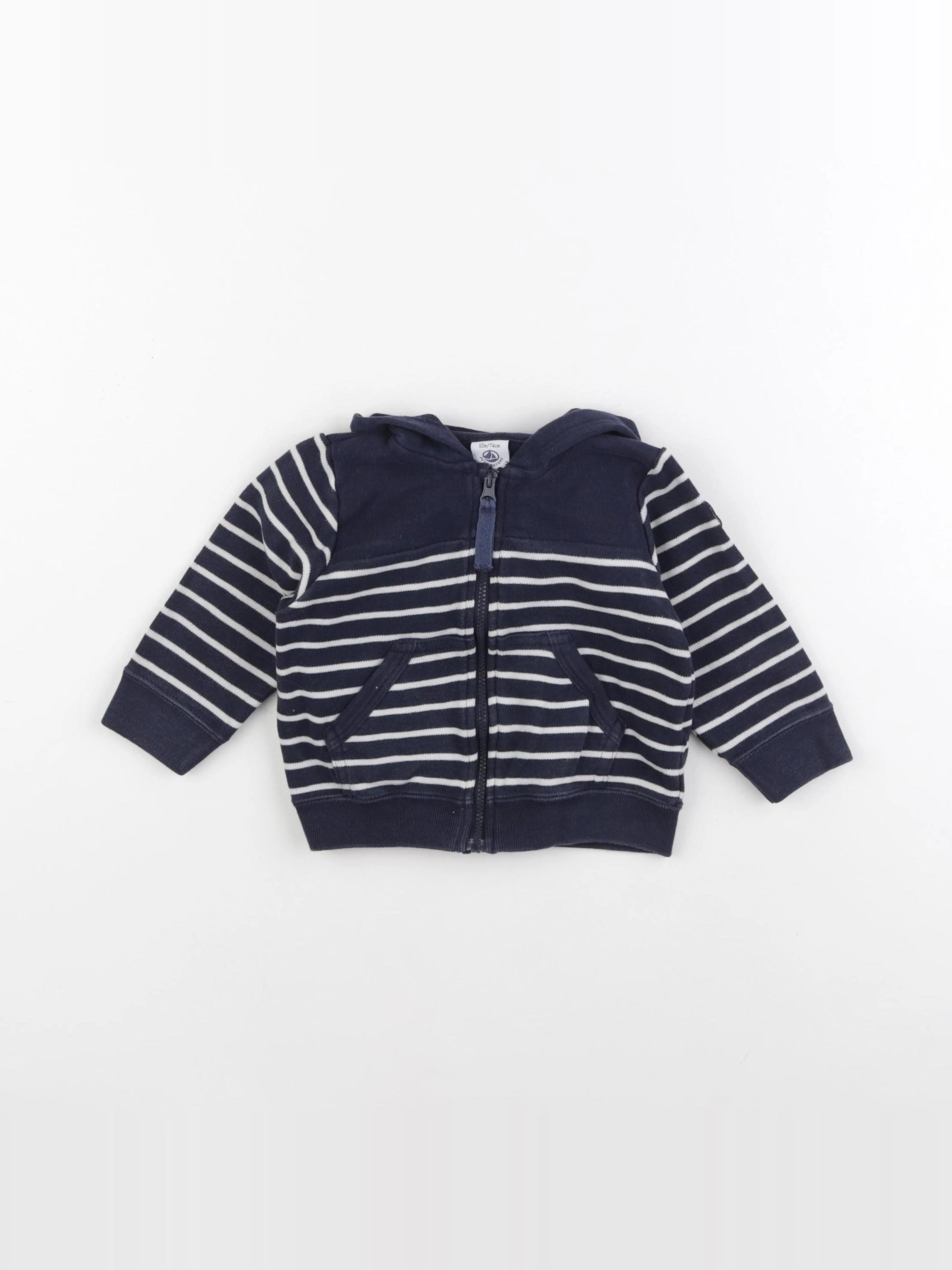 Petit Bateau - sweat bleu - 12 mois