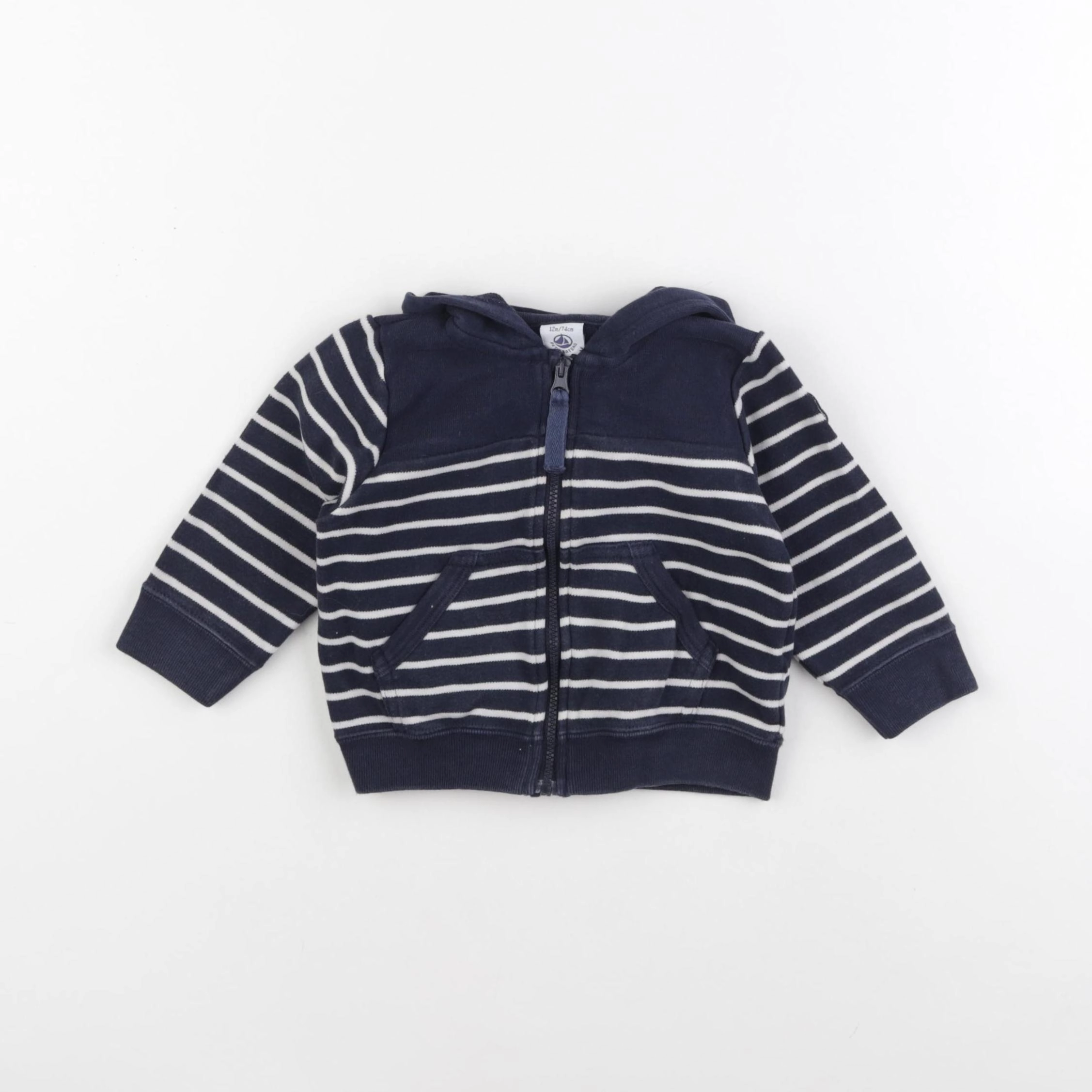 Petit Bateau - sweat bleu - 12 mois