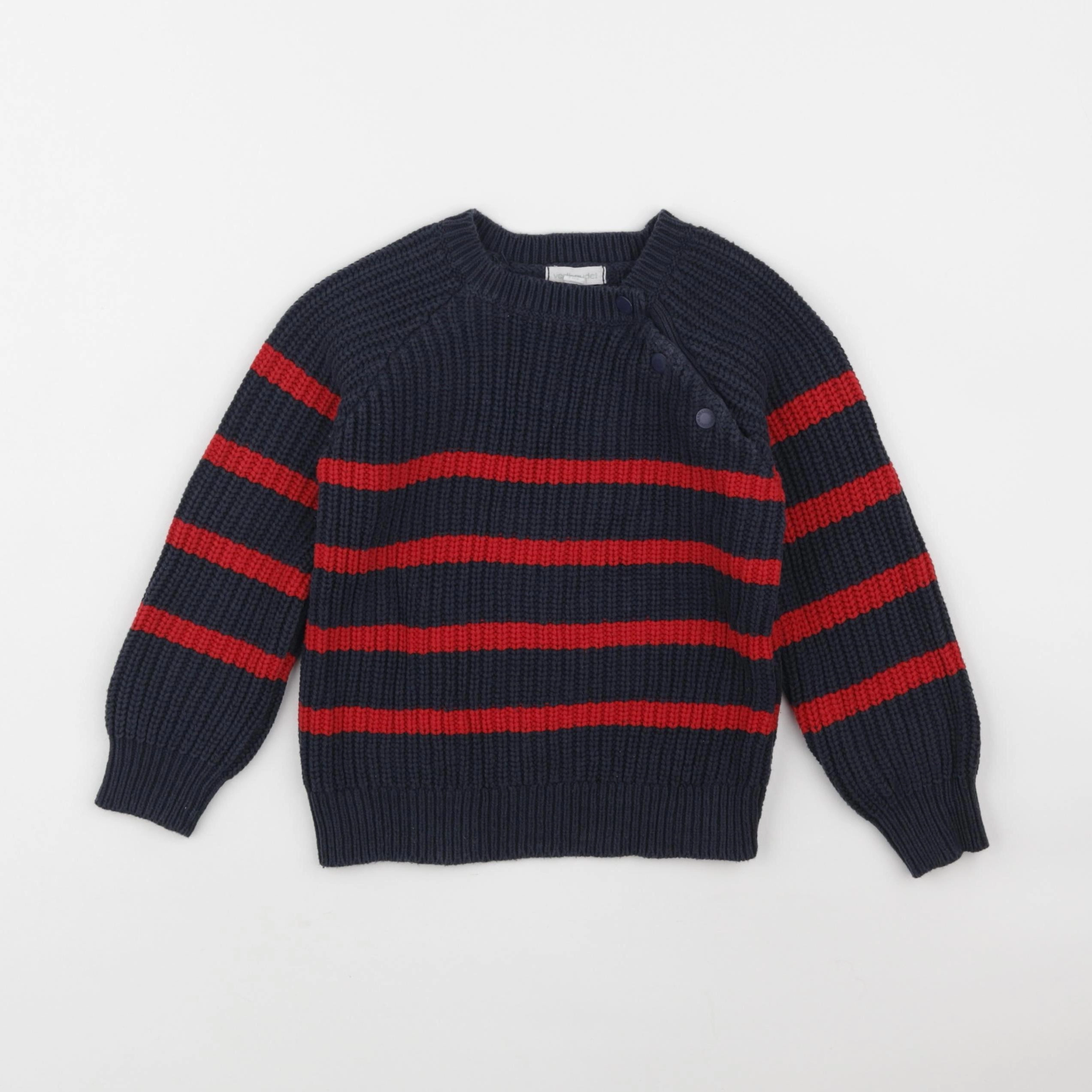 Vertbaudet - pull bleu, rouge - 4 ans