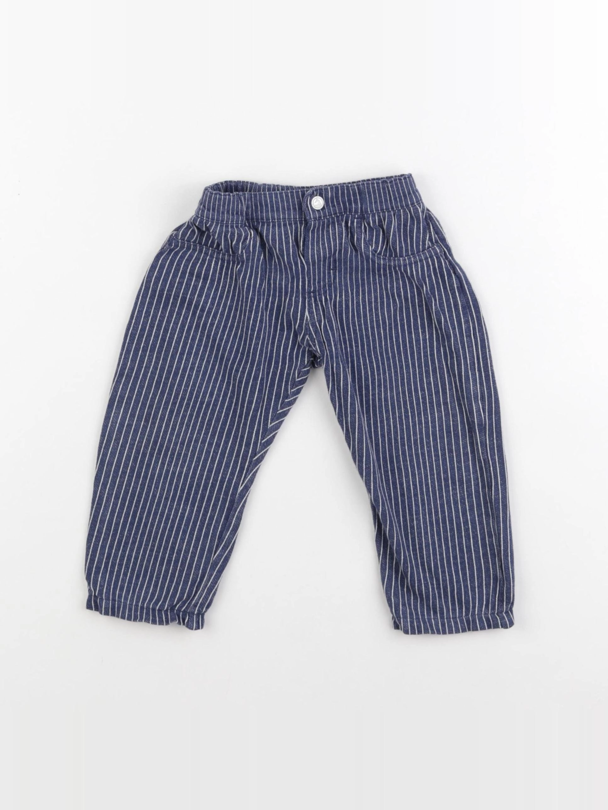 Petit Bateau - pantalon bleu - 12 mois
