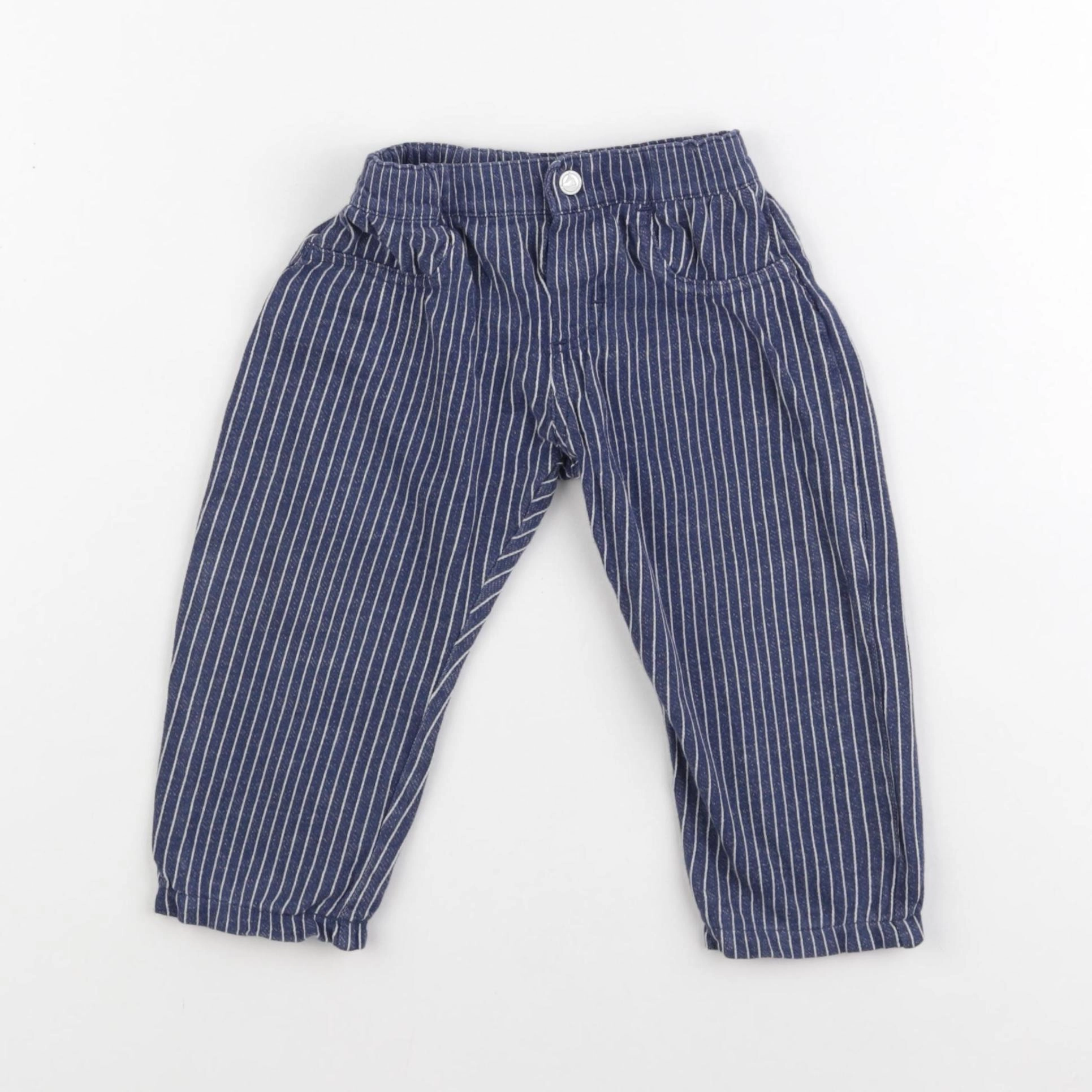 Petit Bateau - pantalon bleu - 12 mois
