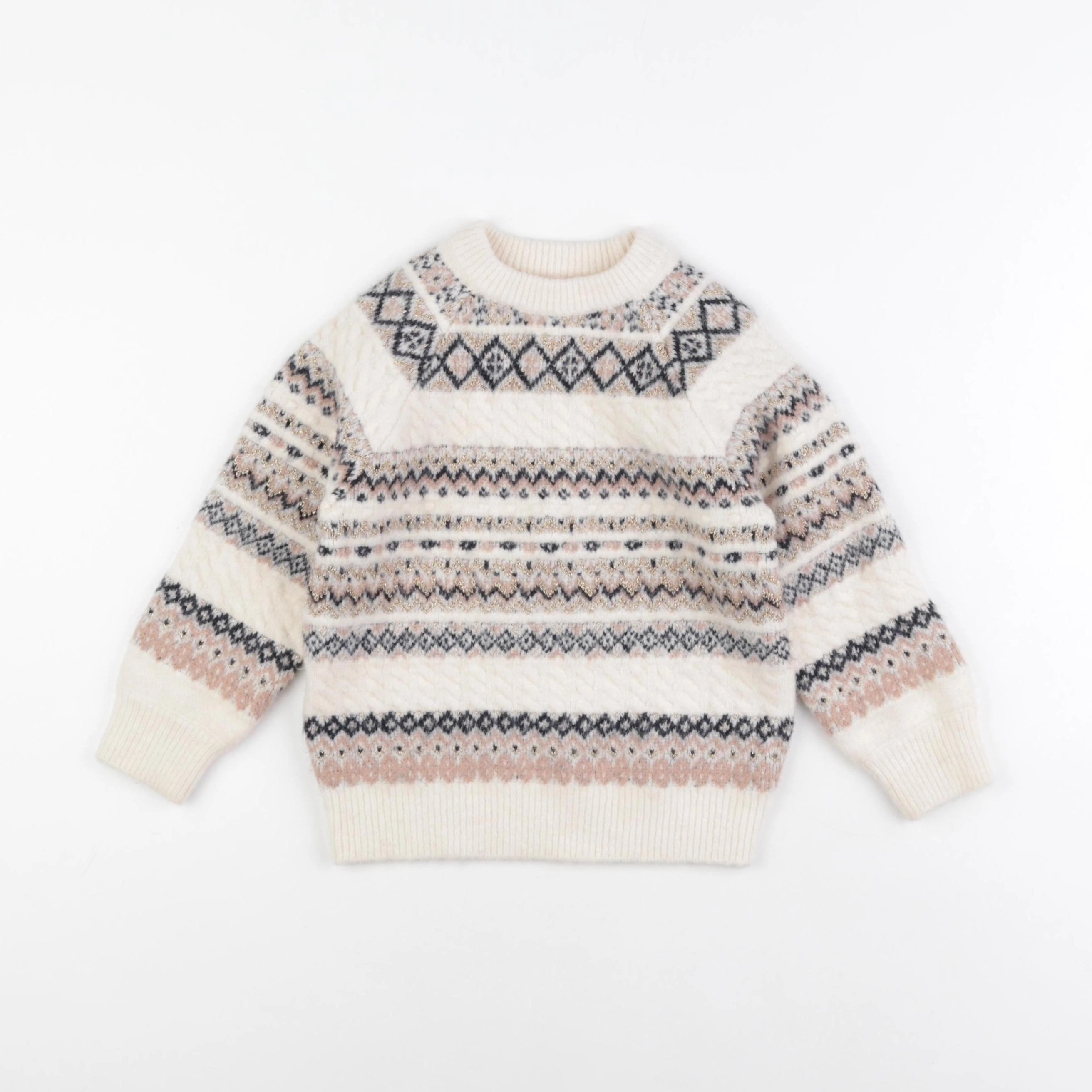 Monoprix - pull rose, beige - 5 ans