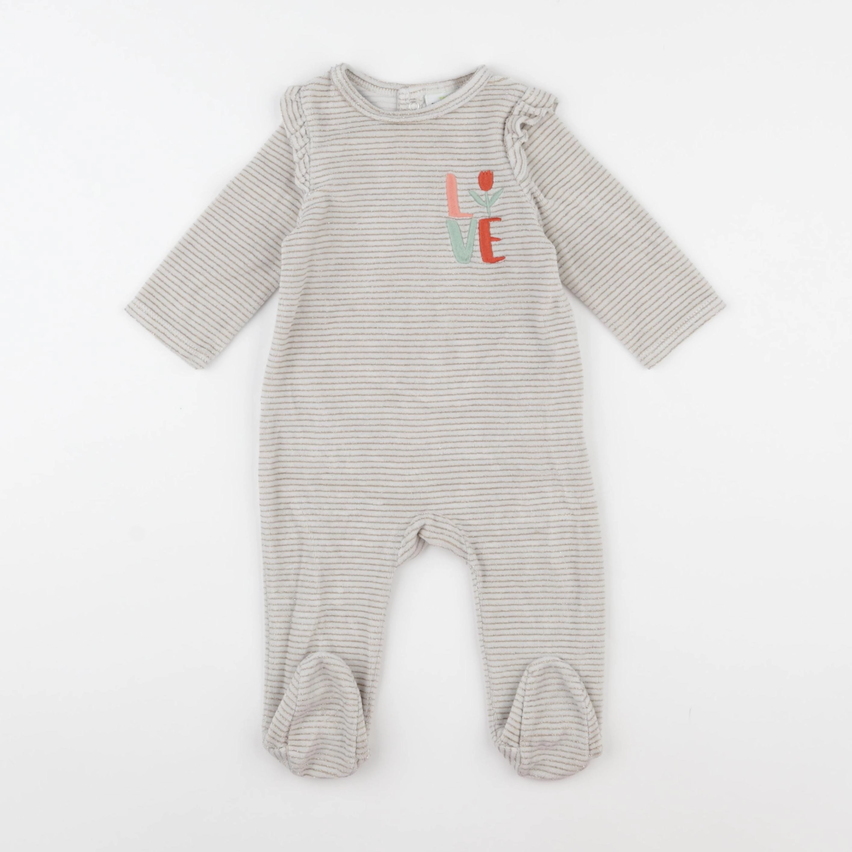 Tape à l'oeil - pyjama velours blanc, or - 9 mois