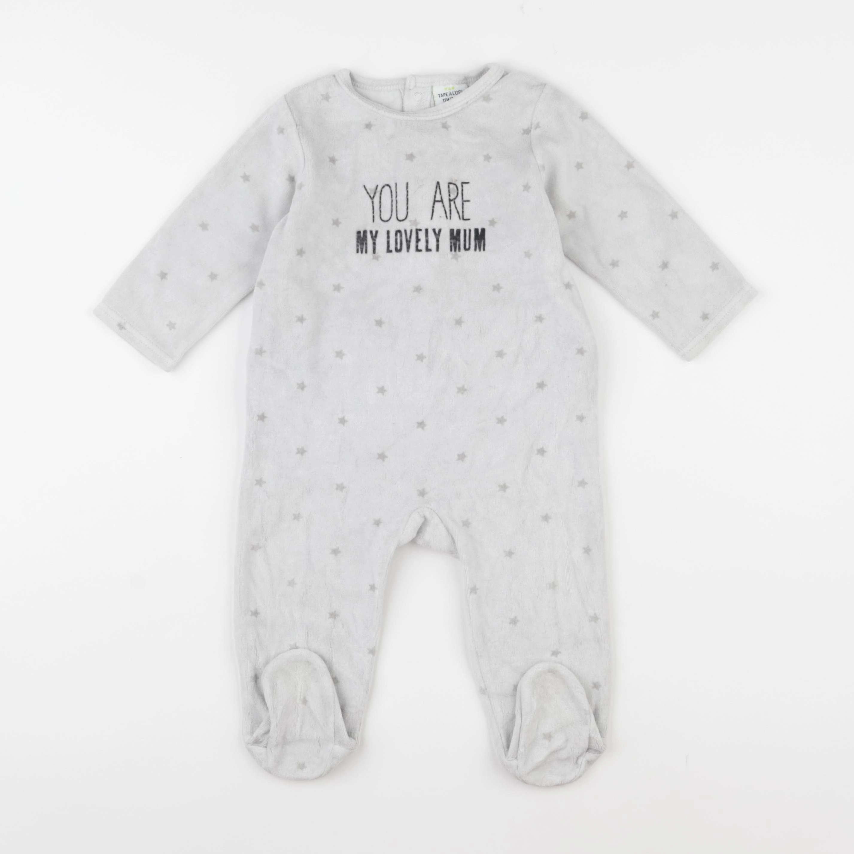 Tape à l'oeil - pyjama velours gris - 12 mois