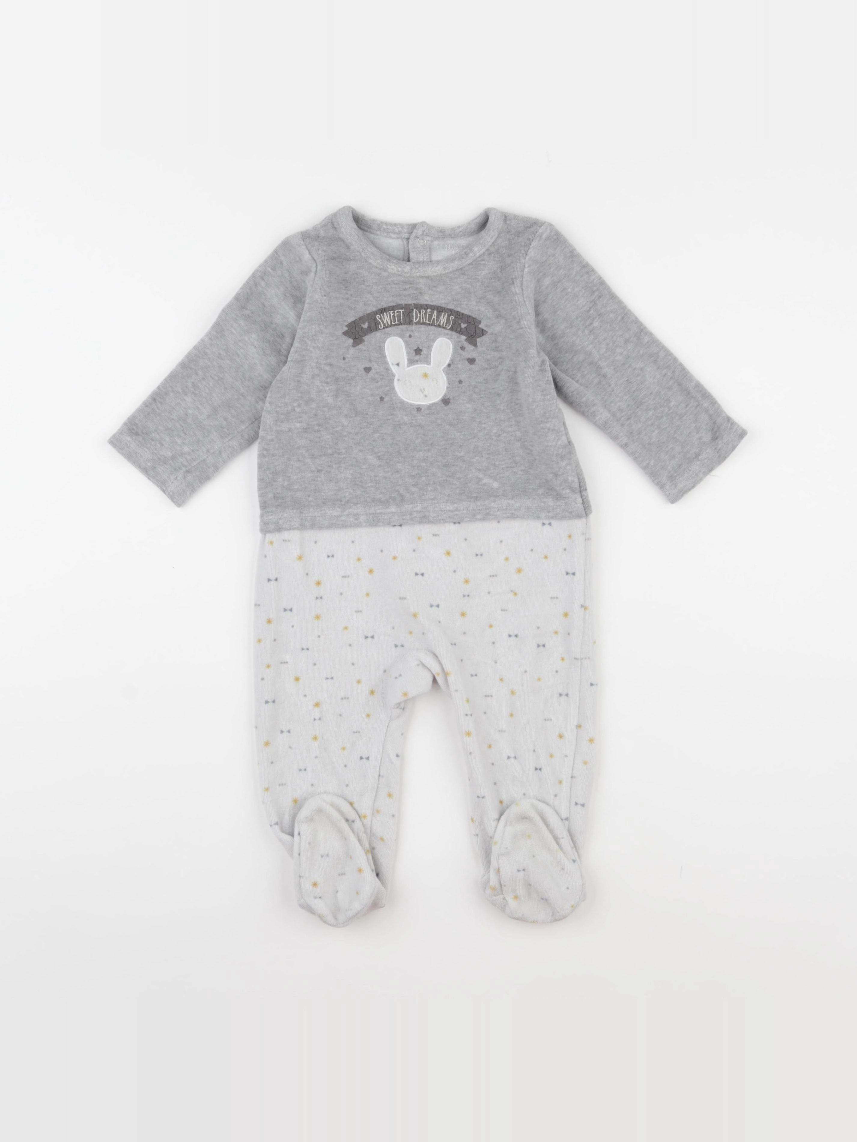 Tape à l'oeil - pyjama velours gris - 12 mois