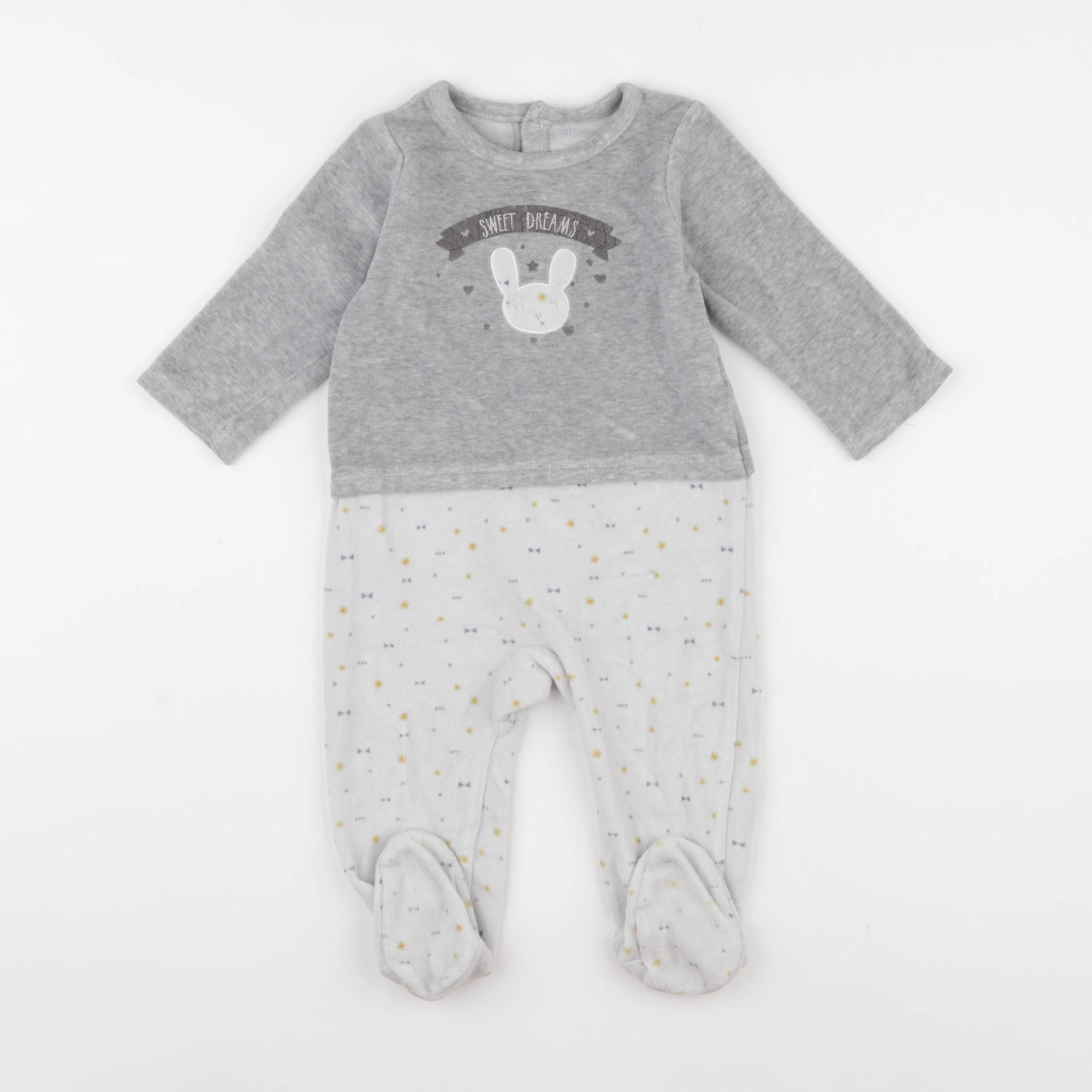 Tape à l'oeil - pyjama velours gris - 12 mois
