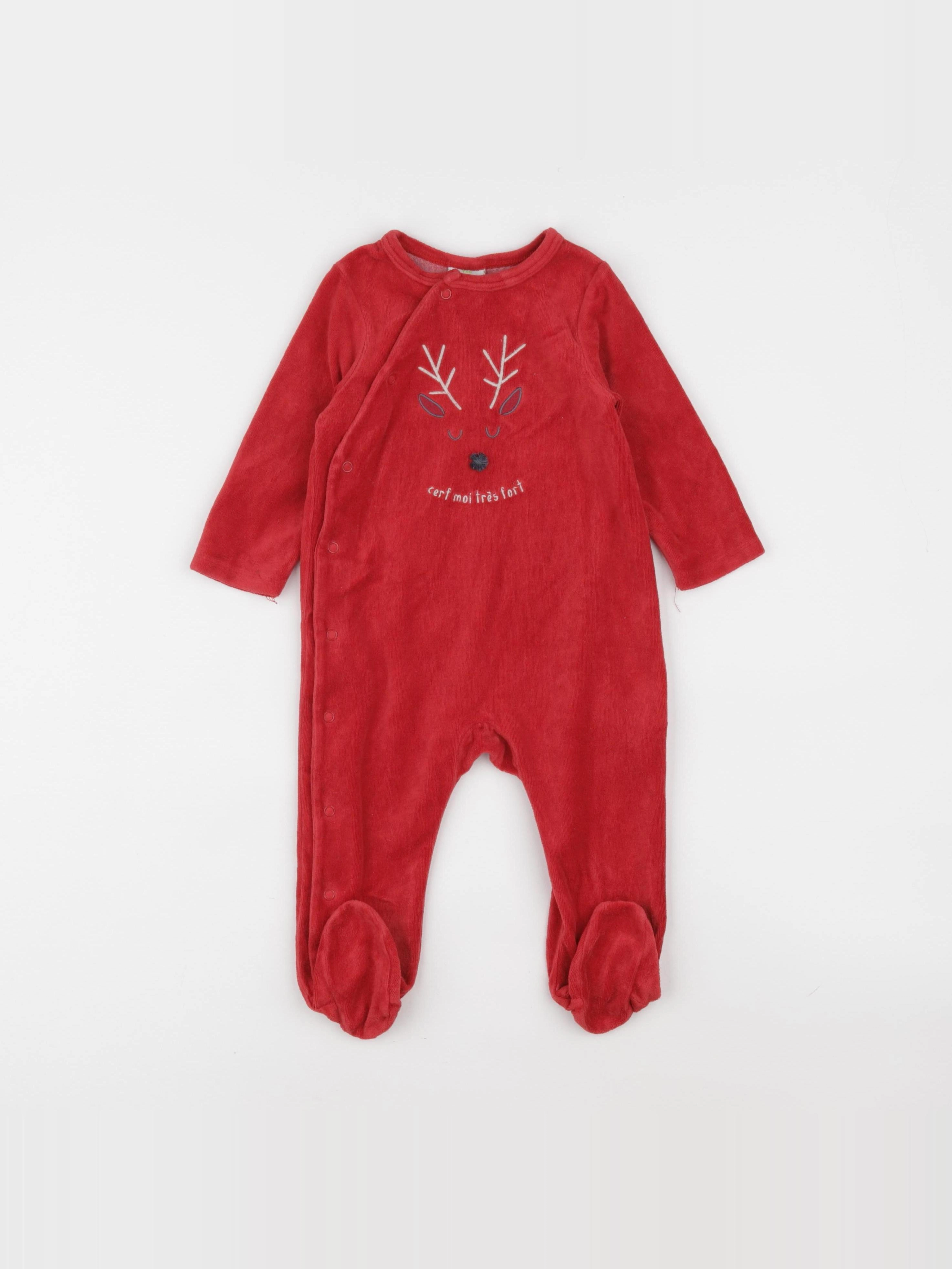 Tape à l'oeil - pyjama velours rouge - 12 mois