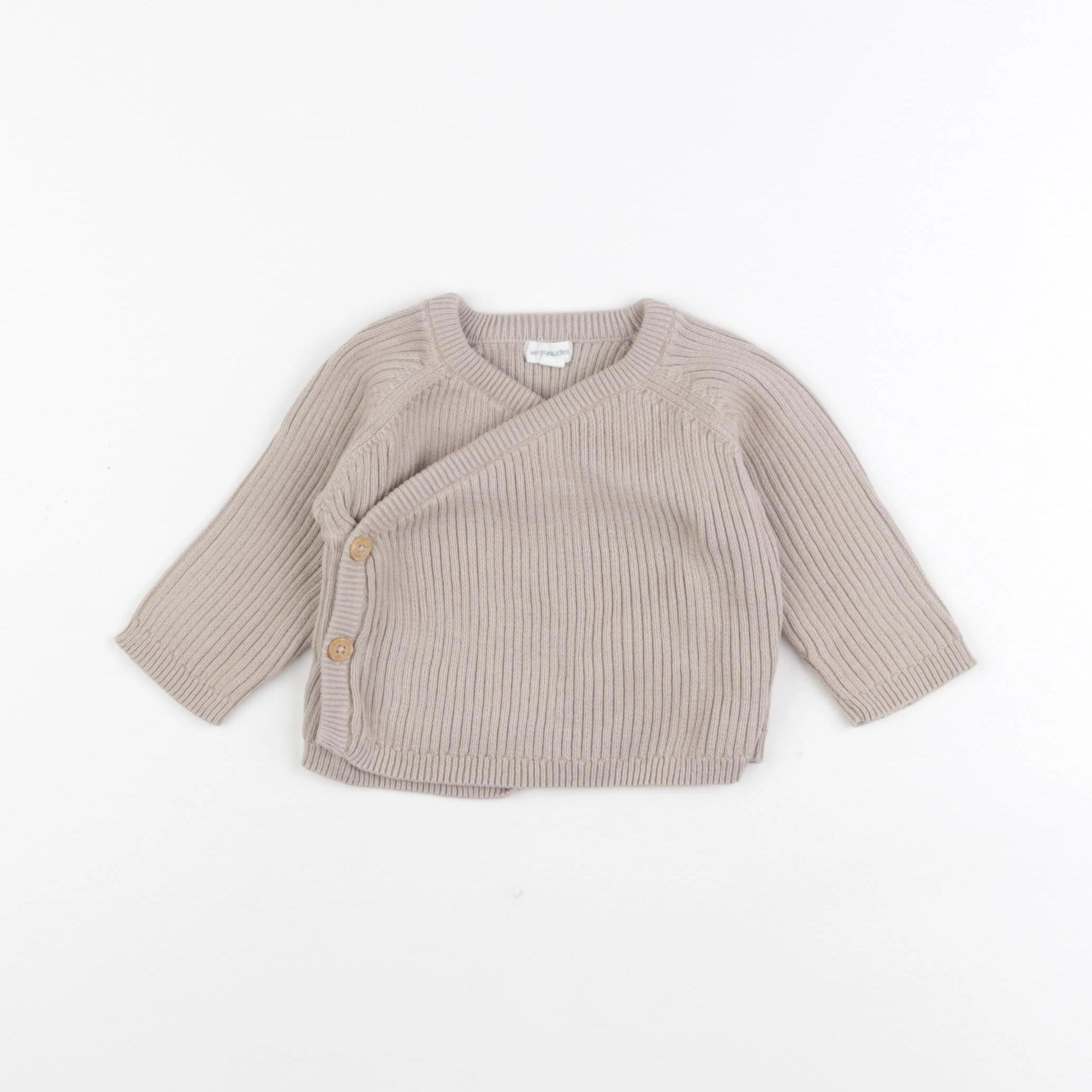 Vertbaudet - gilet beige - 3 mois
