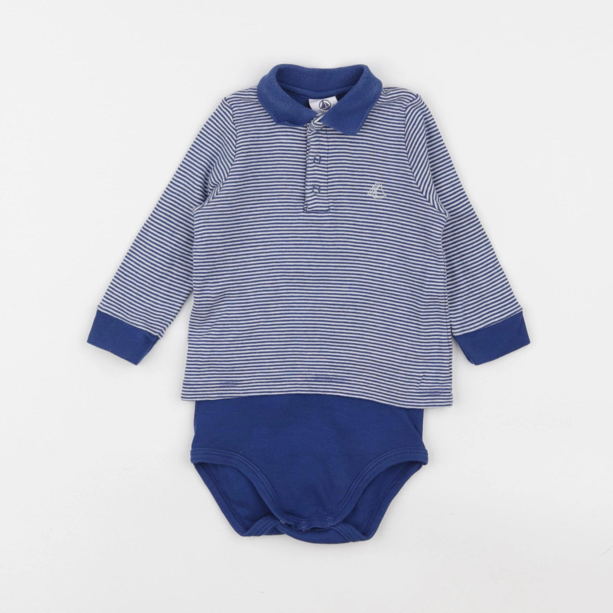 Petit Bateau - body tee-shirt bleu - 6 mois