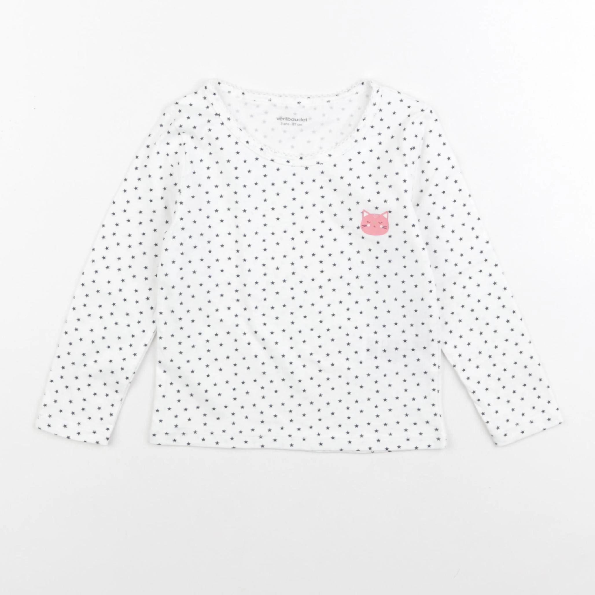 Vertbaudet - maillot de corps blanc, noir - 3 ans