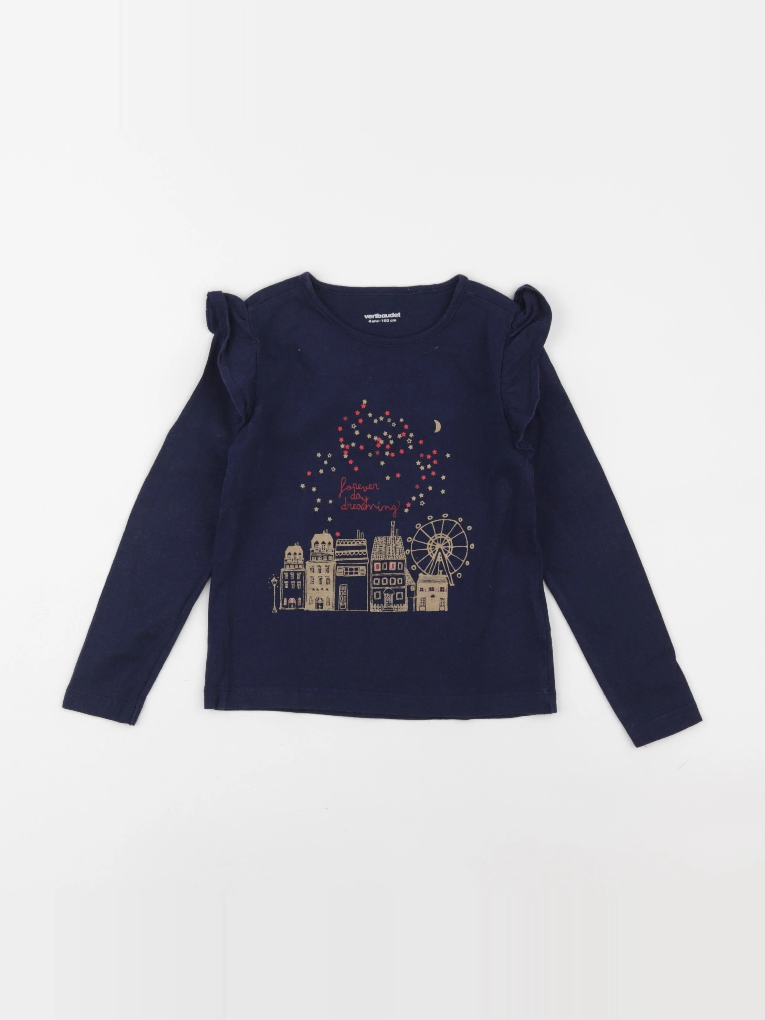 Vertbaudet - tee-shirt bleu - 4 ans