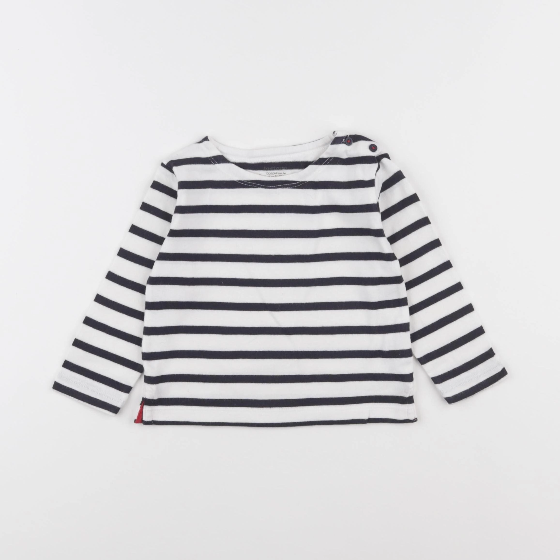 Boutchou - tee-shirt blanc, bleu - 12 mois