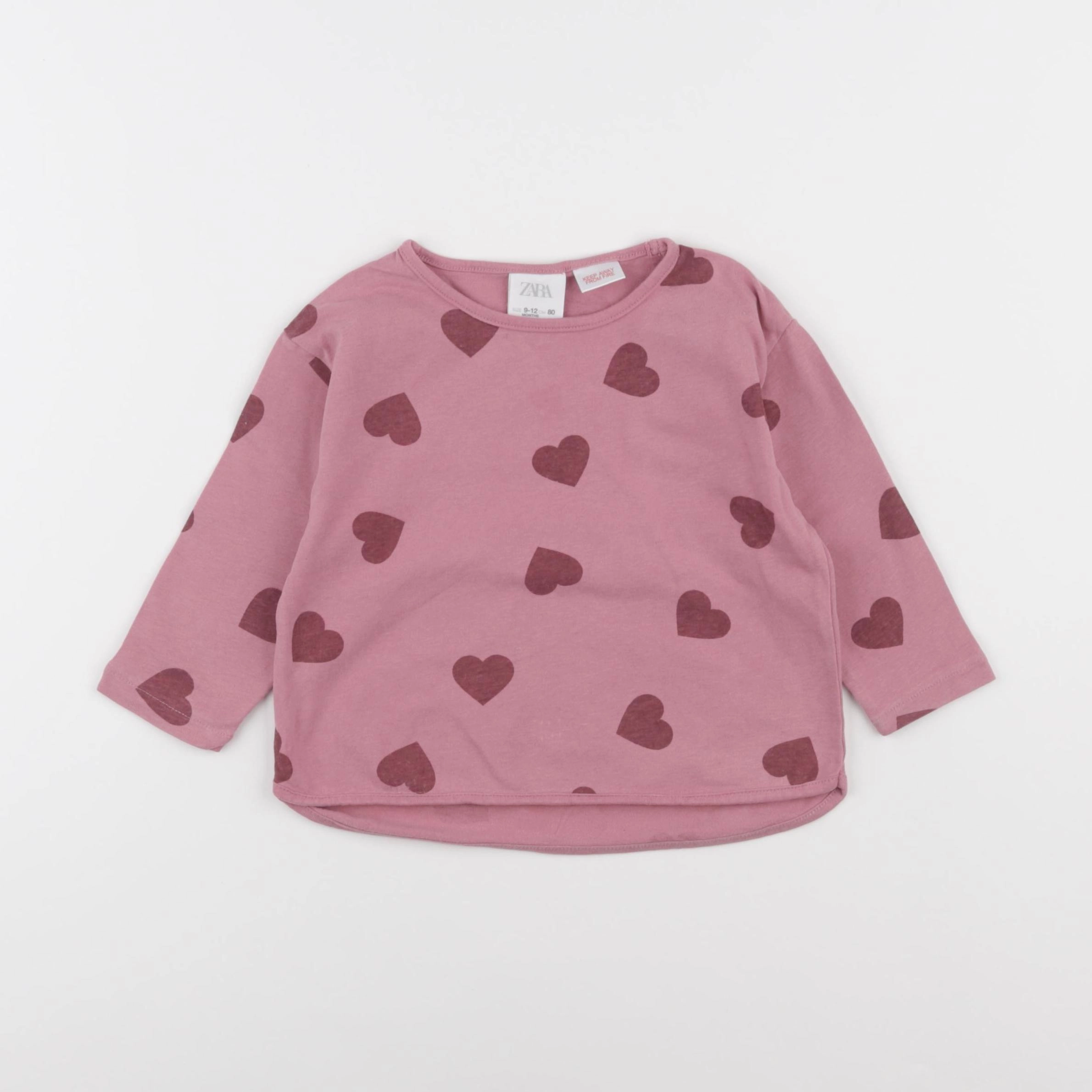 Zara - tee-shirt rose - 9/12 mois