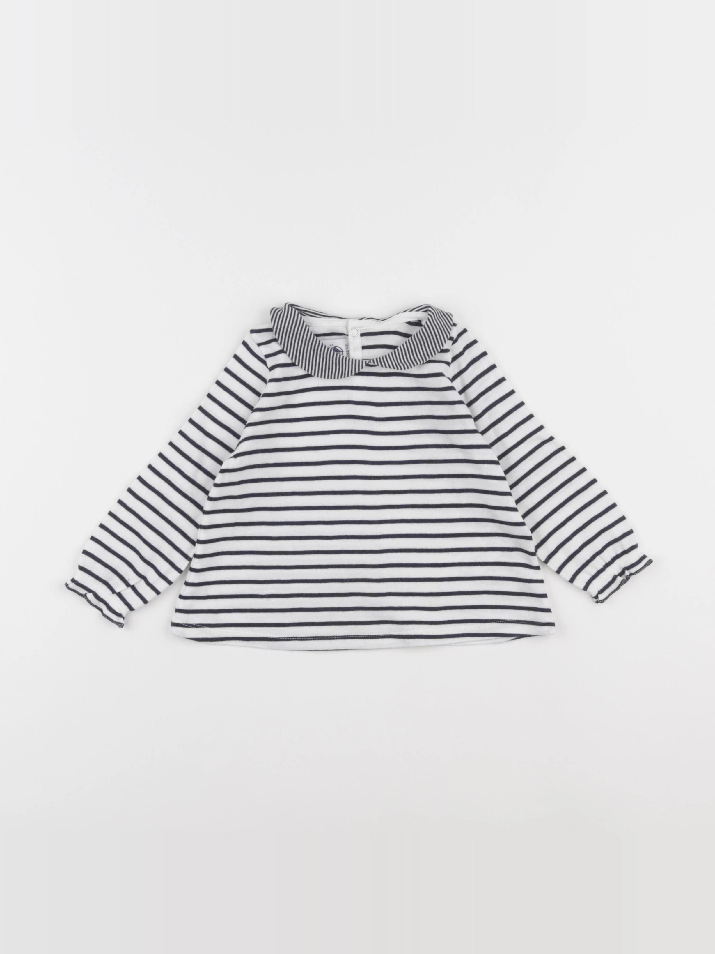 Petit Bateau - tee-shirt blanc, bleu - 18 mois