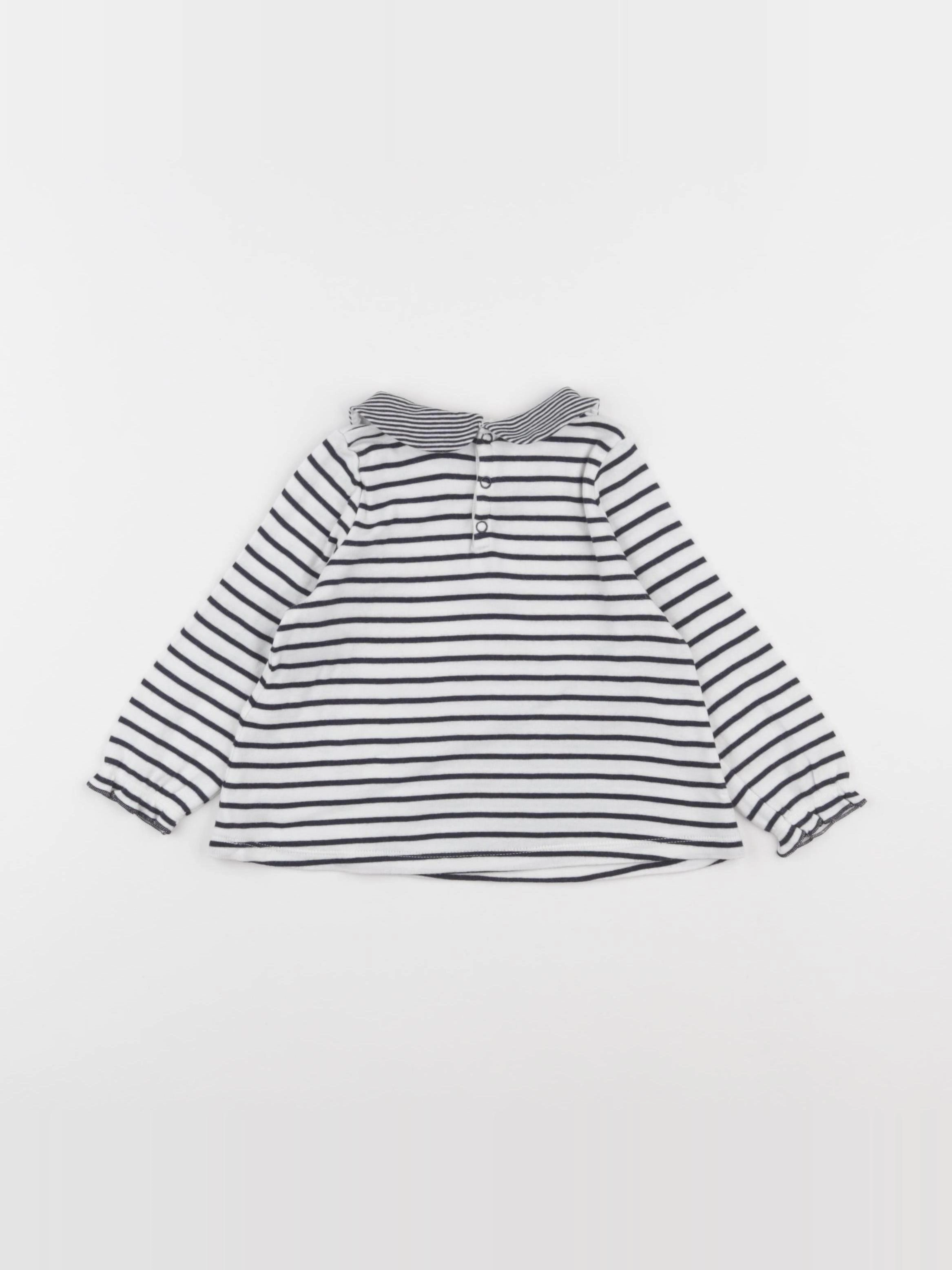 Petit Bateau - tee-shirt blanc, bleu - 18 mois