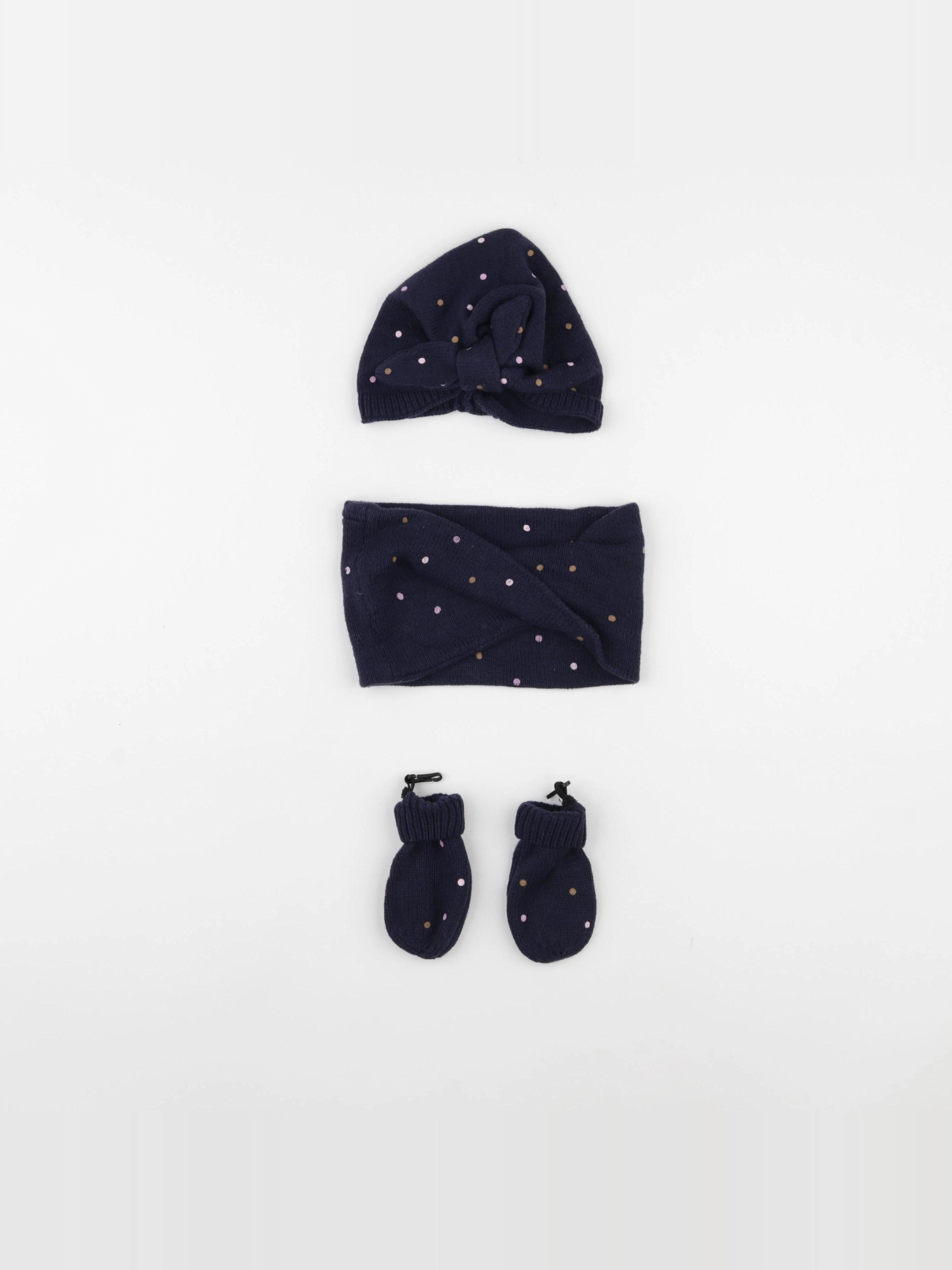 Vertbaudet - ensemble bonnet/moufles/tour de cou bleu - 24/36 mois