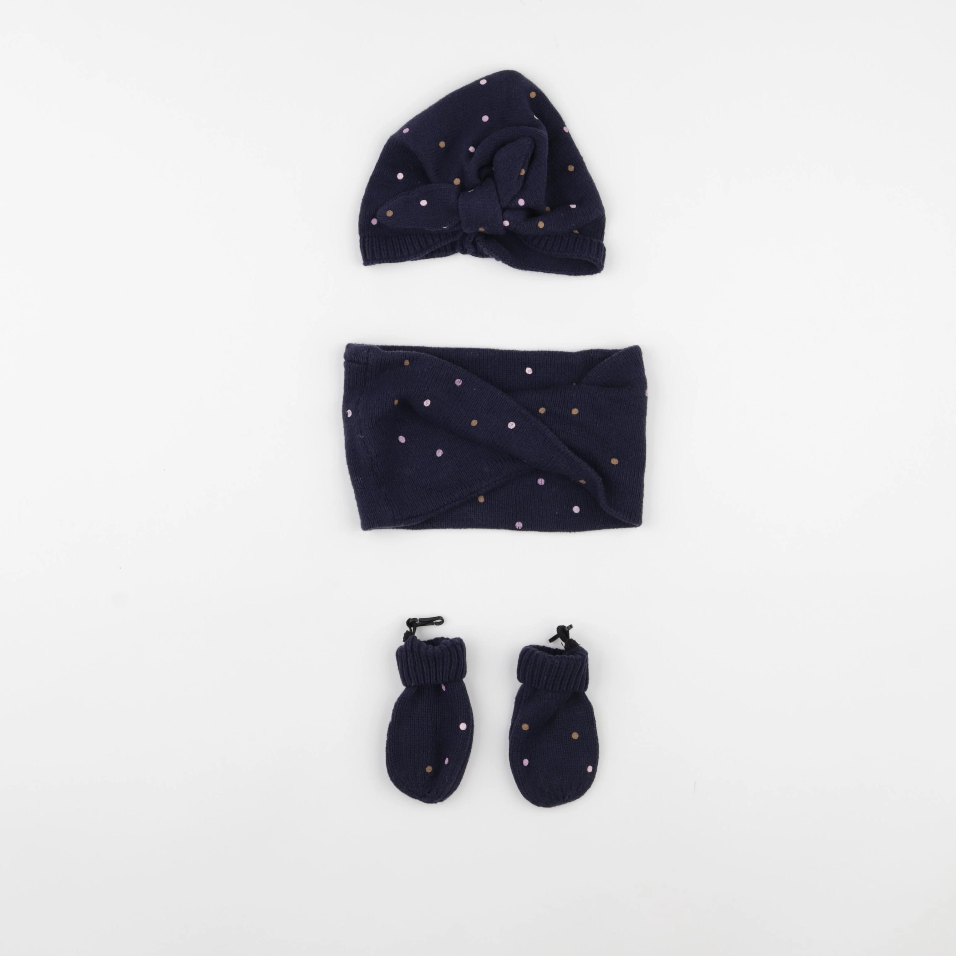 Vertbaudet - ensemble bonnet/moufles/tour de cou bleu - 24/36 mois