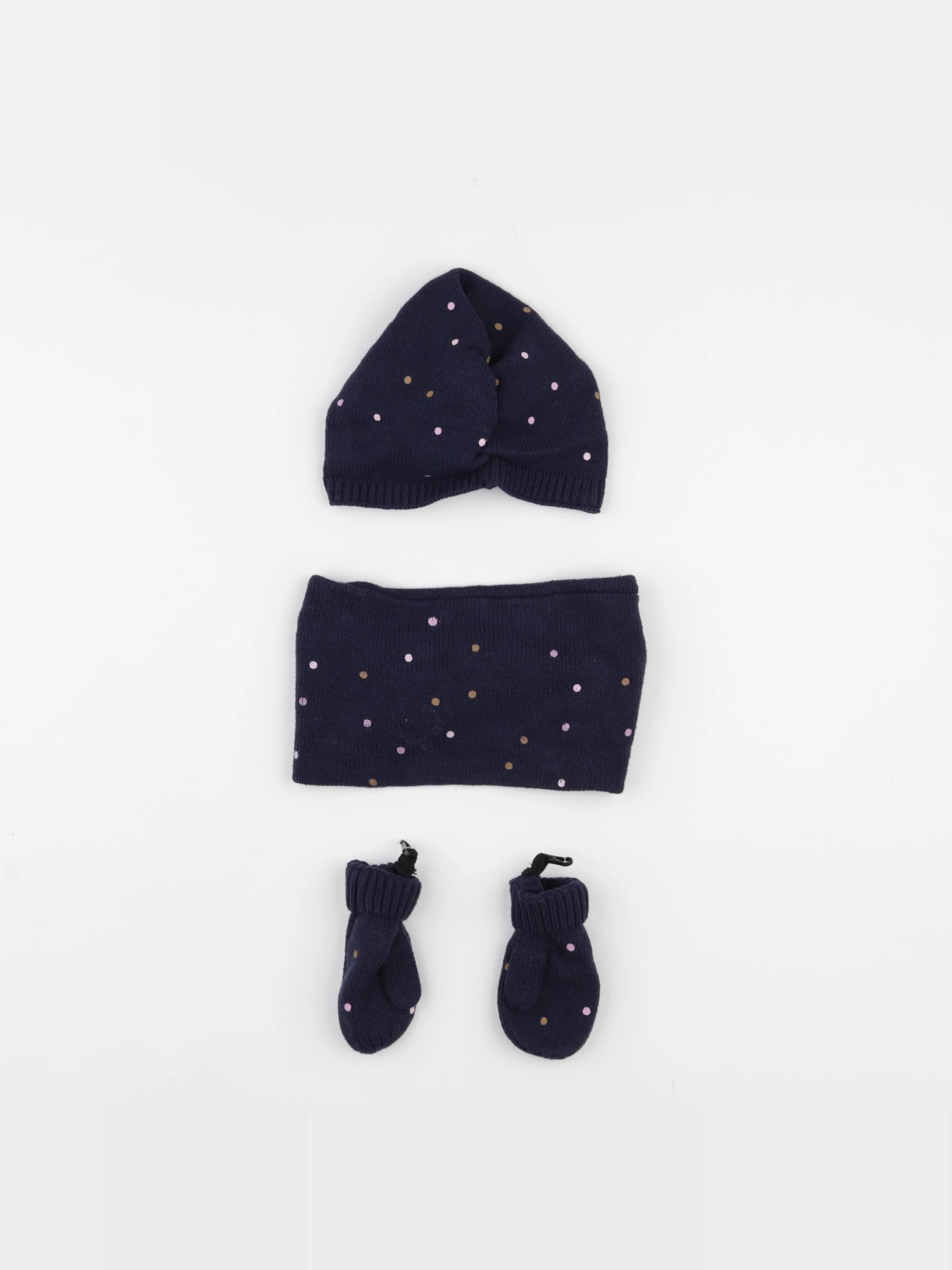 Vertbaudet - ensemble bonnet/moufles/tour de cou bleu - 24/36 mois