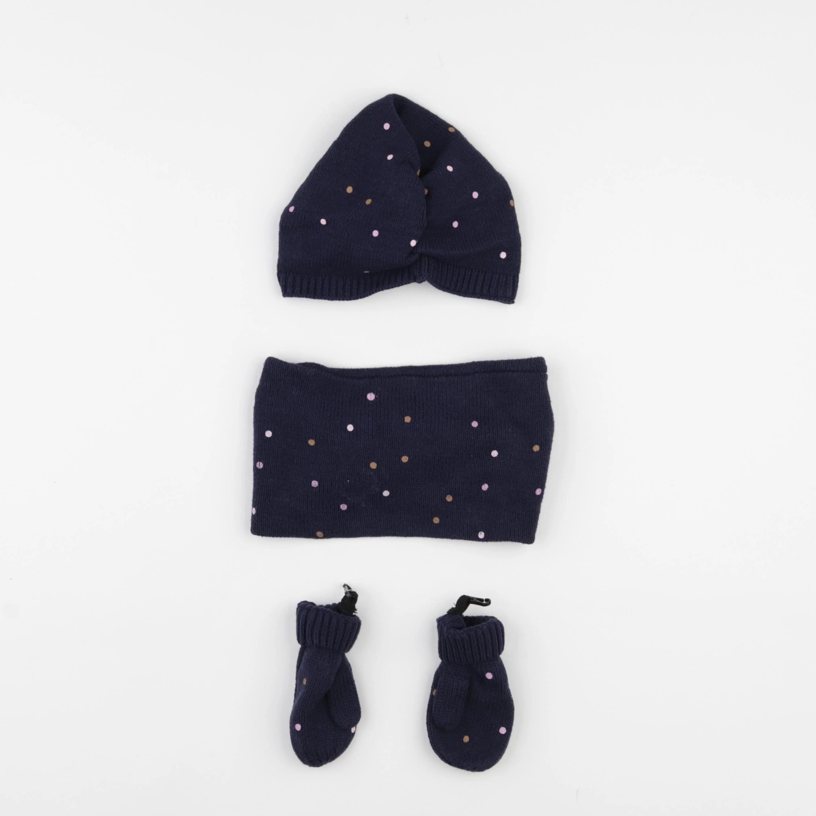 Vertbaudet - ensemble bonnet/moufles/tour de cou bleu - 24/36 mois