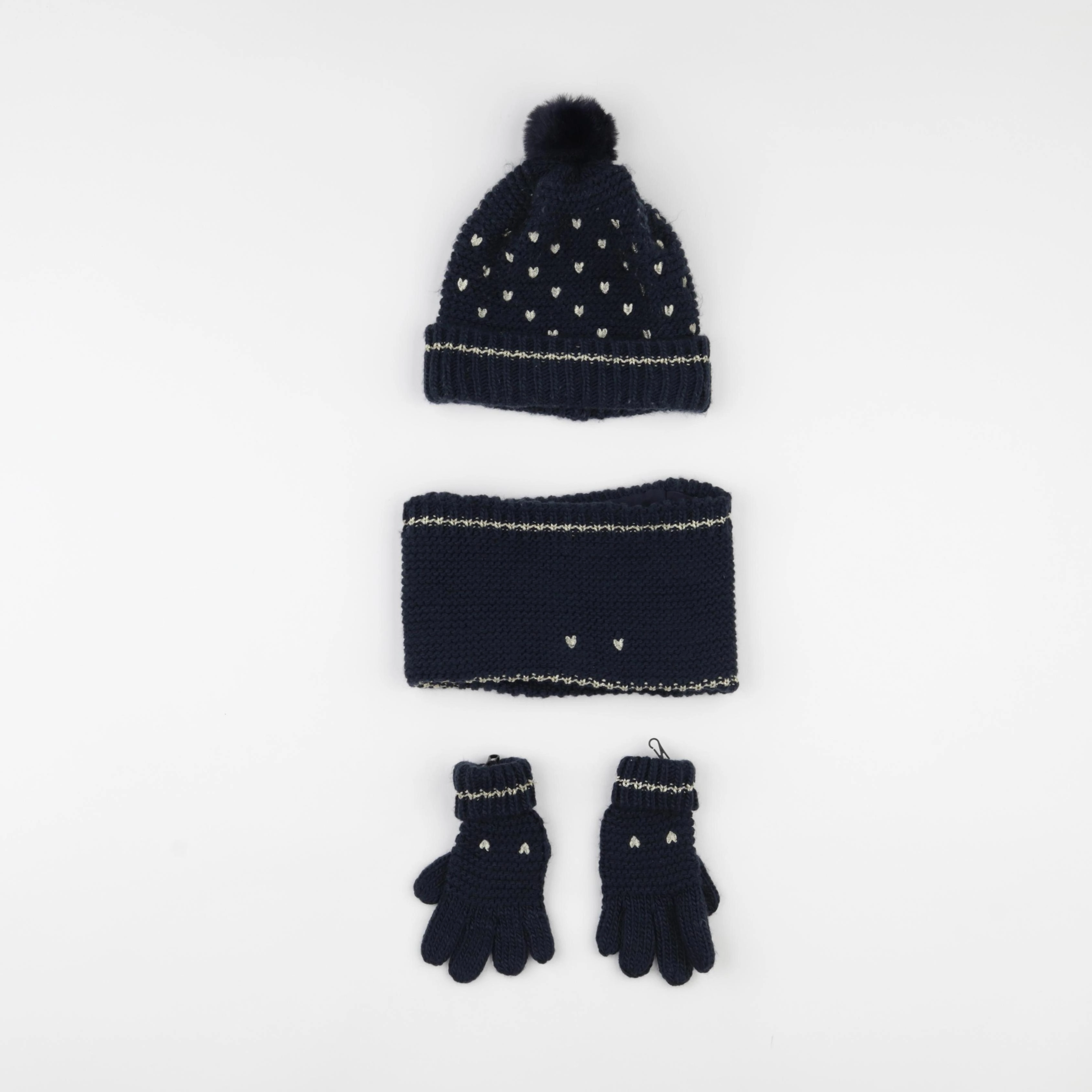 Vertbaudet - ensemble bonnet/moufles/tour de cou bleu - 4/6 ans
