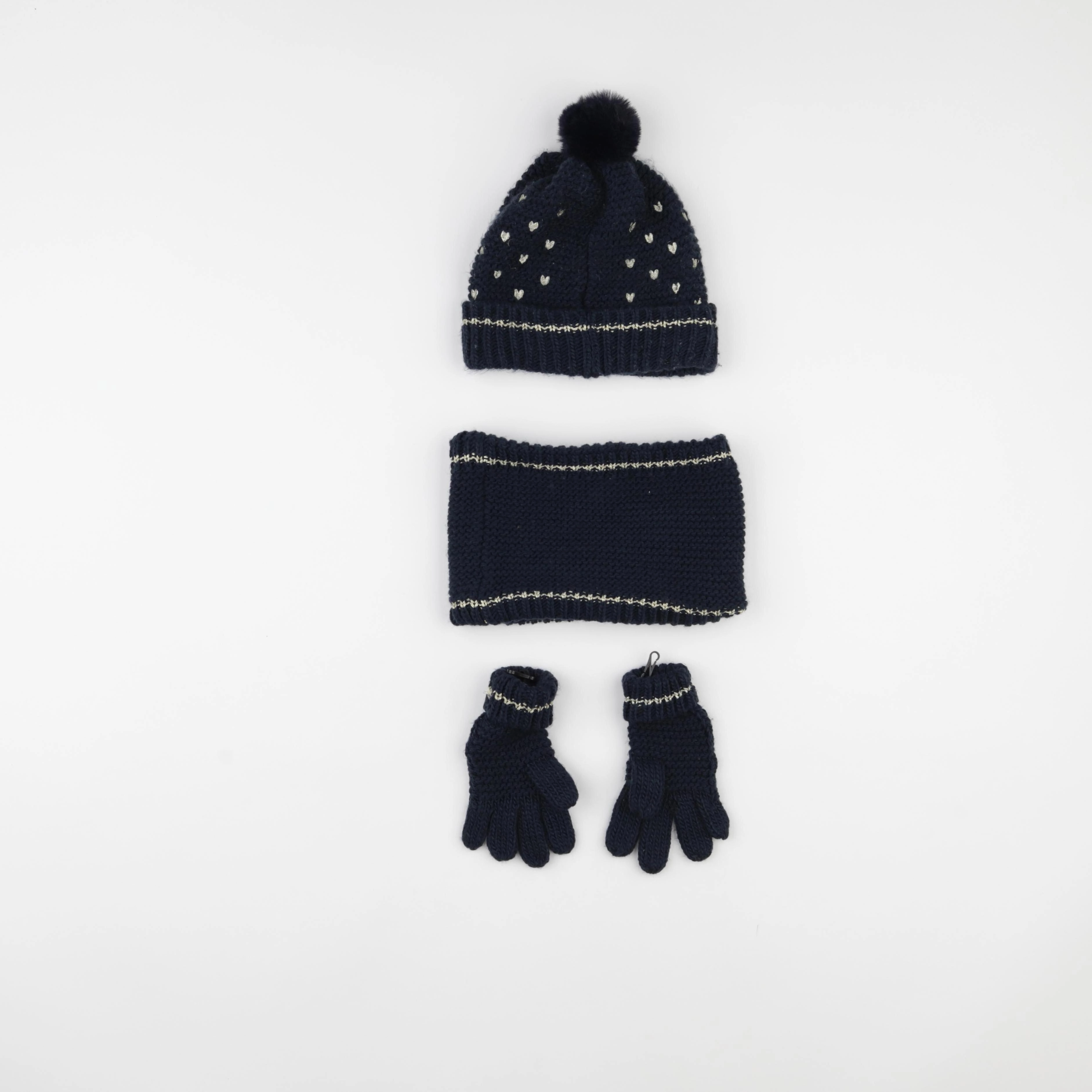 Vertbaudet - ensemble bonnet/moufles/tour de cou bleu - 4/6 ans