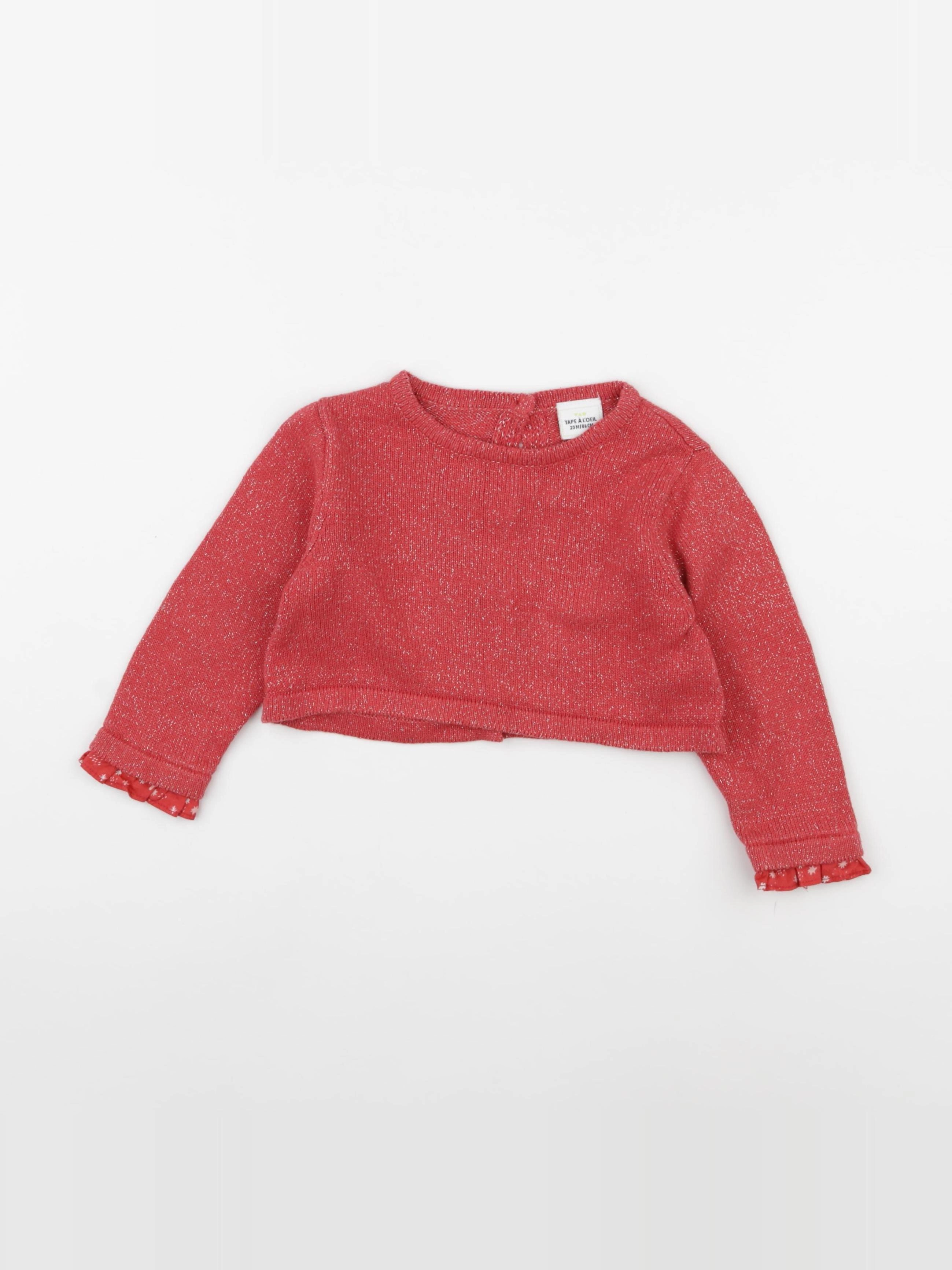 Tape à l'oeil - pull rouge, argent - 24 mois