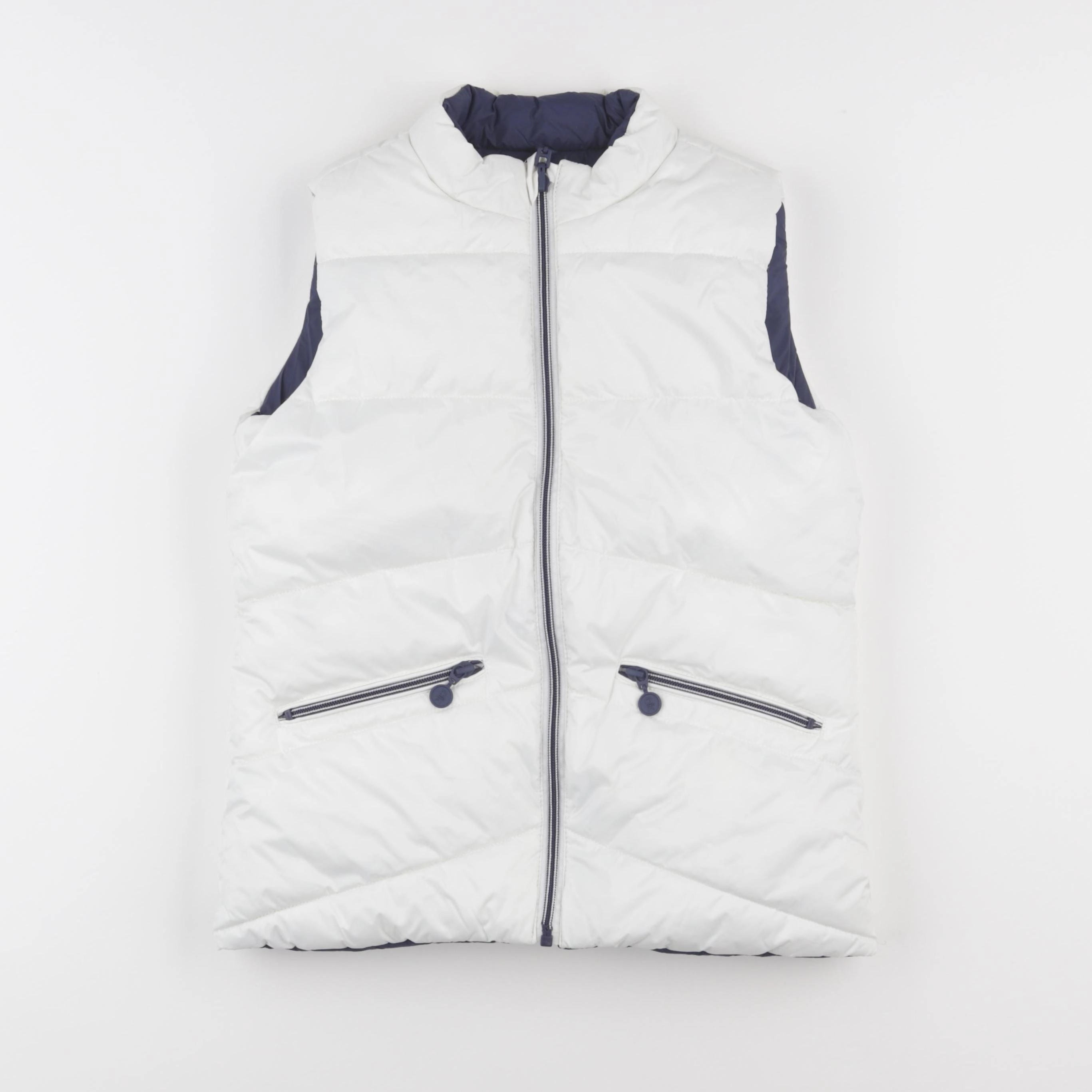 Okaidi - doudoune réversible blanc, bleu - 10 ans