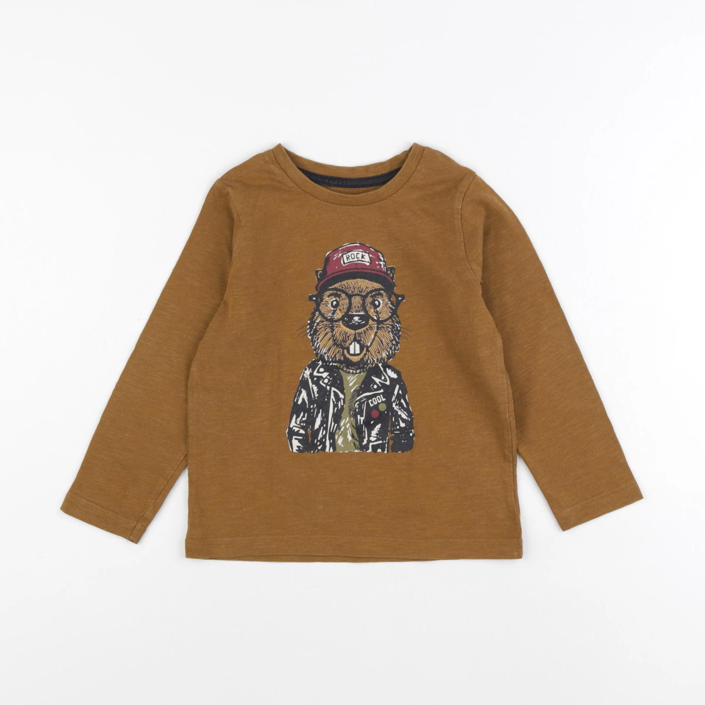Vertbaudet - tee-shirt marron - 4 ans