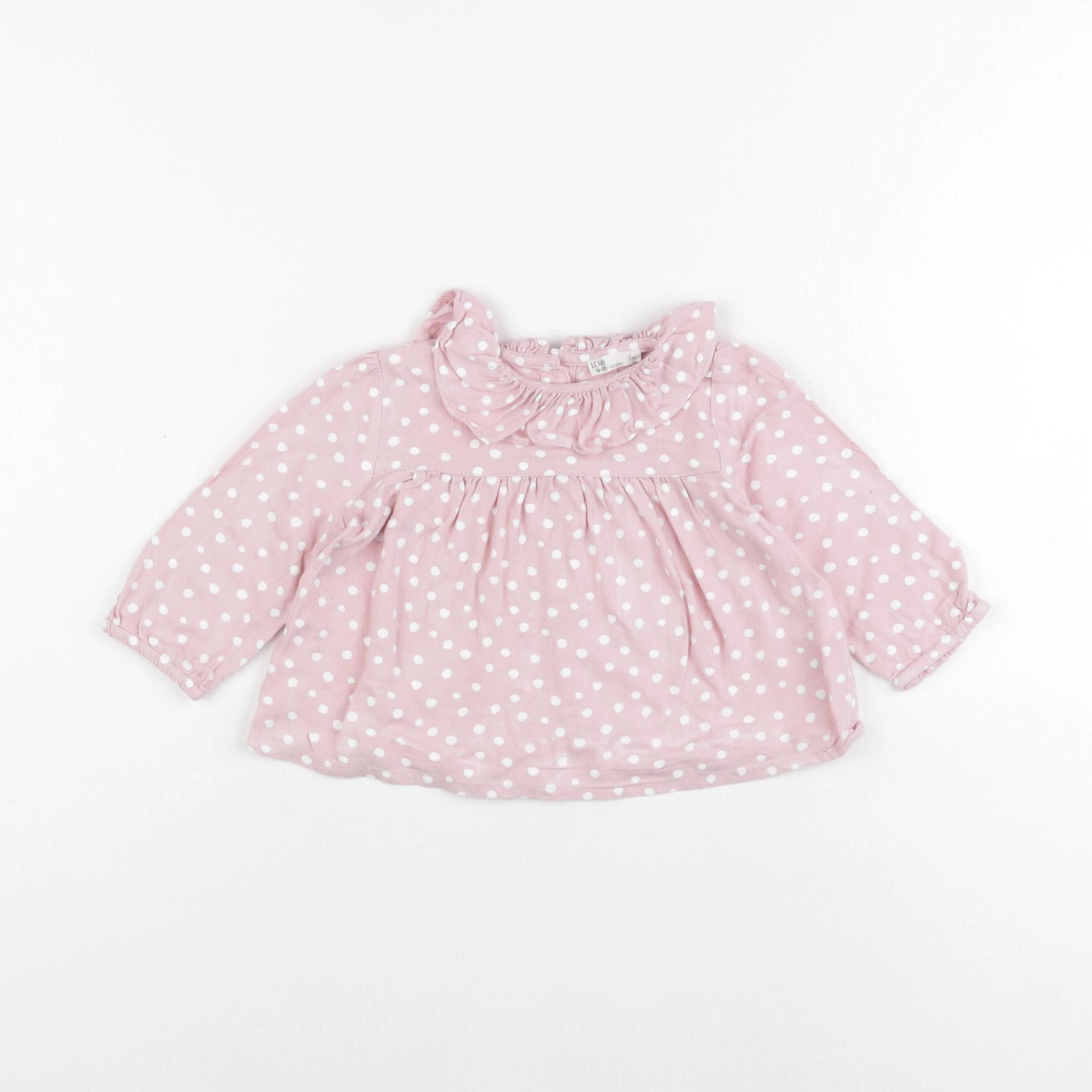 Little Cigogne - blouse rose - 9 mois