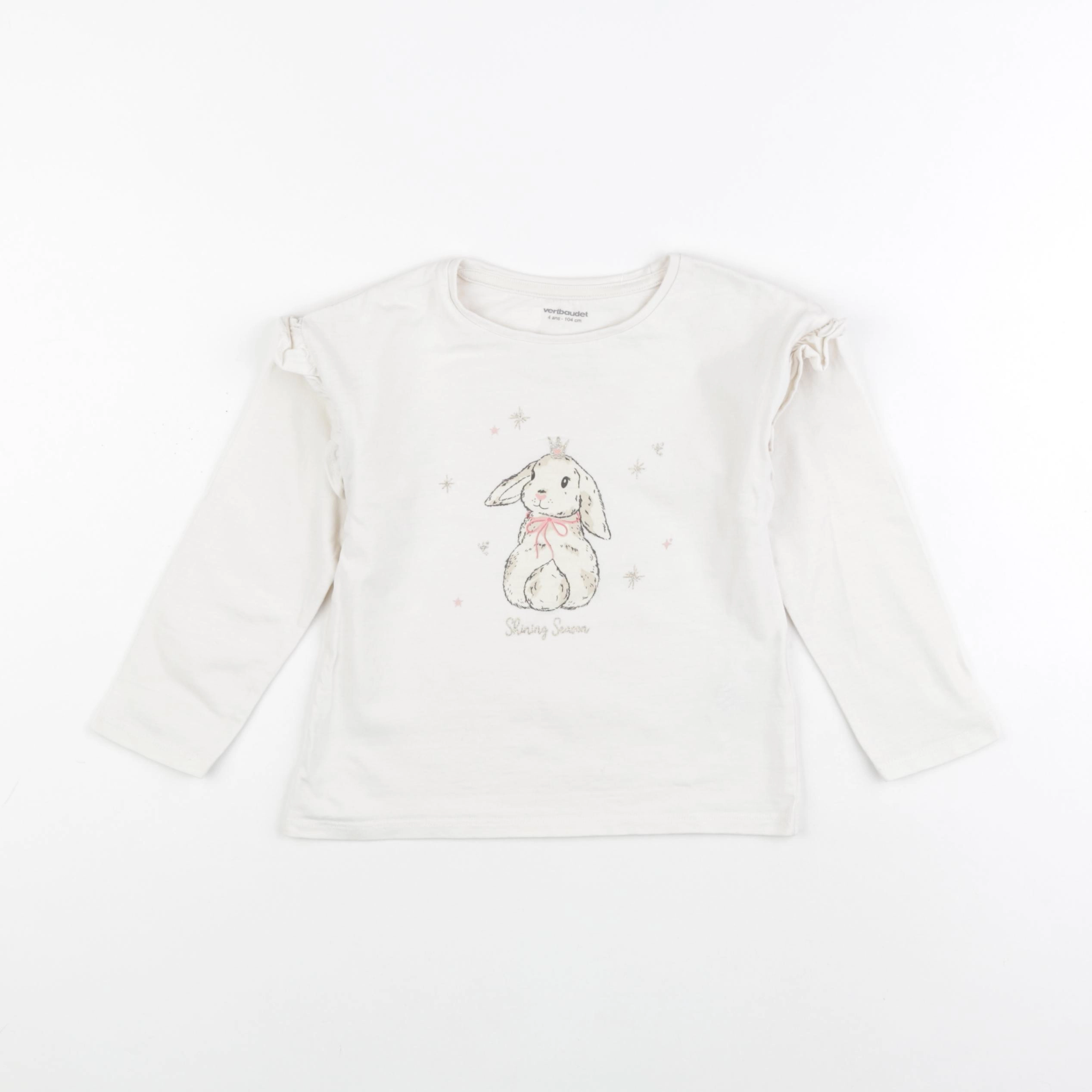 Vertbaudet - tee-shirt beige - 4 ans