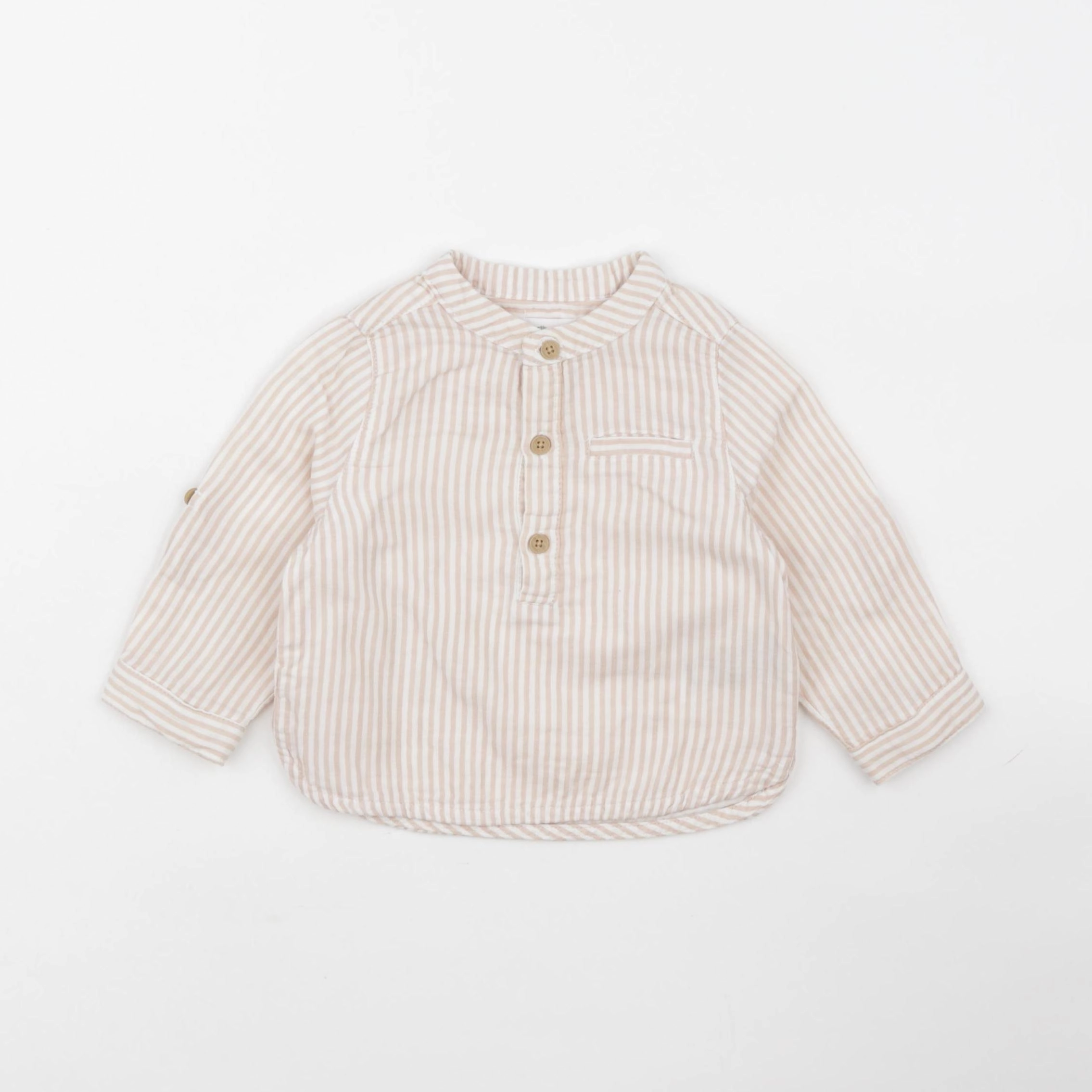 Vertbaudet - chemise beige - 9 mois