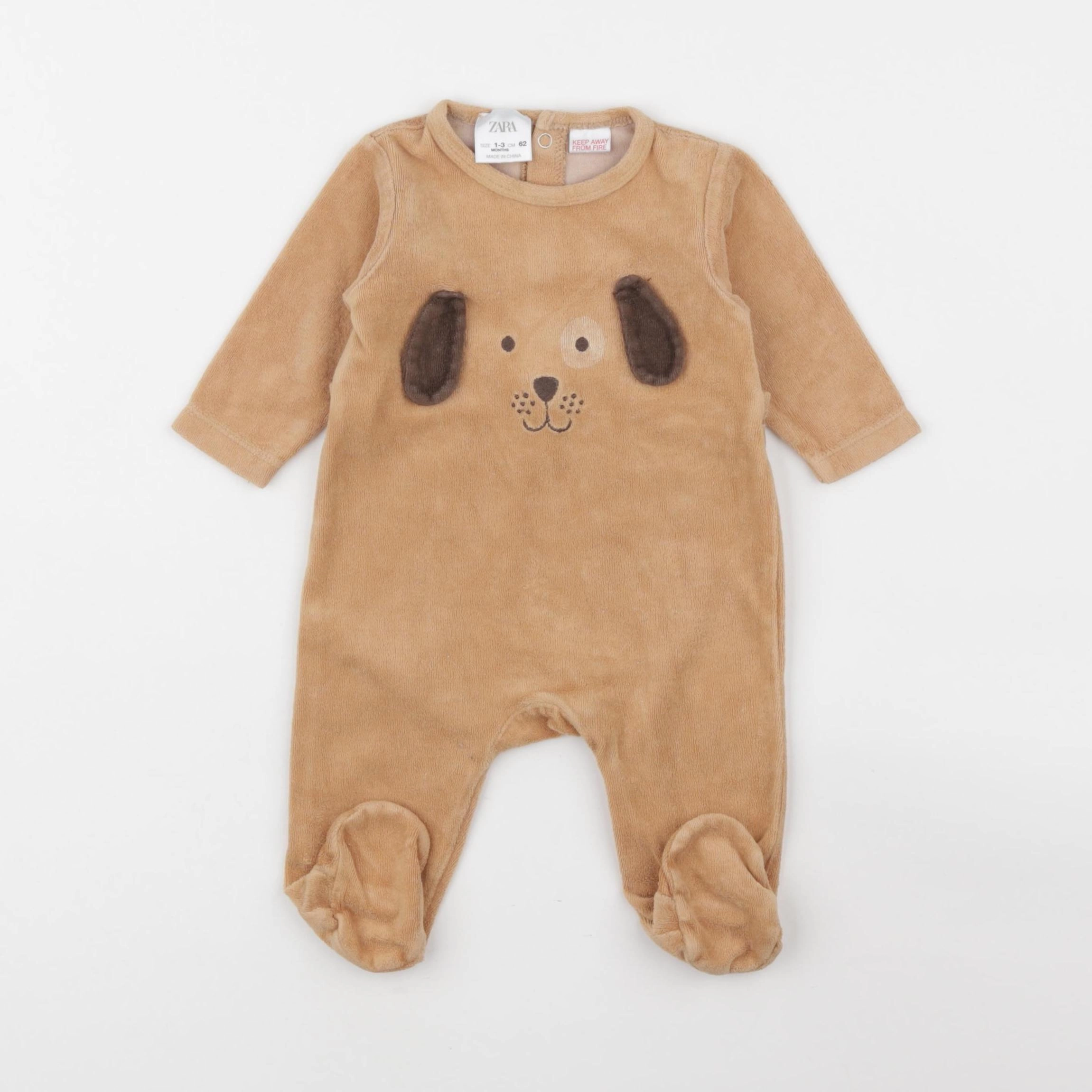 Zara - pyjama velours marron - 1/3 mois