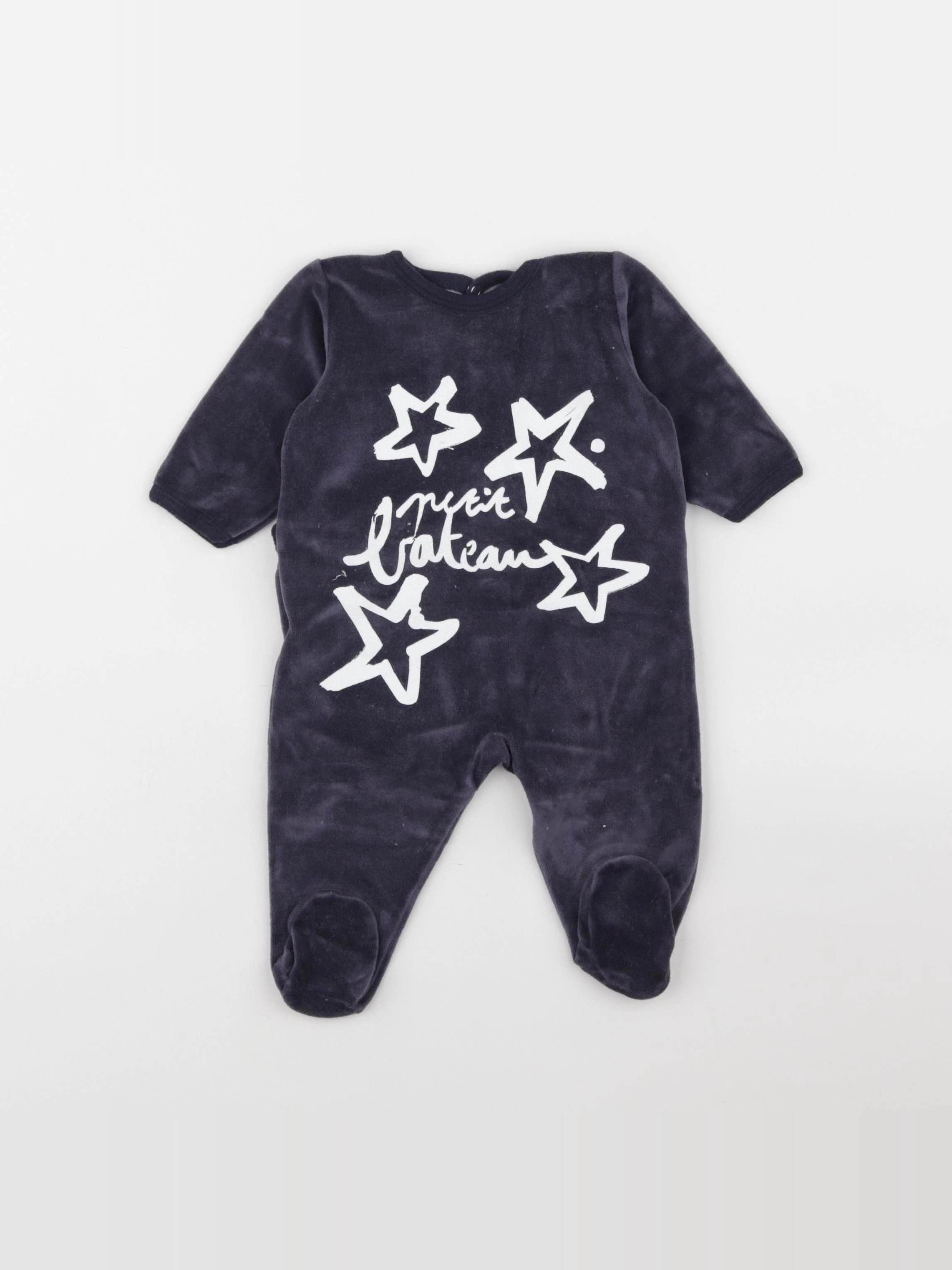 Petit Bateau - pyjama velours bleu - 3 mois