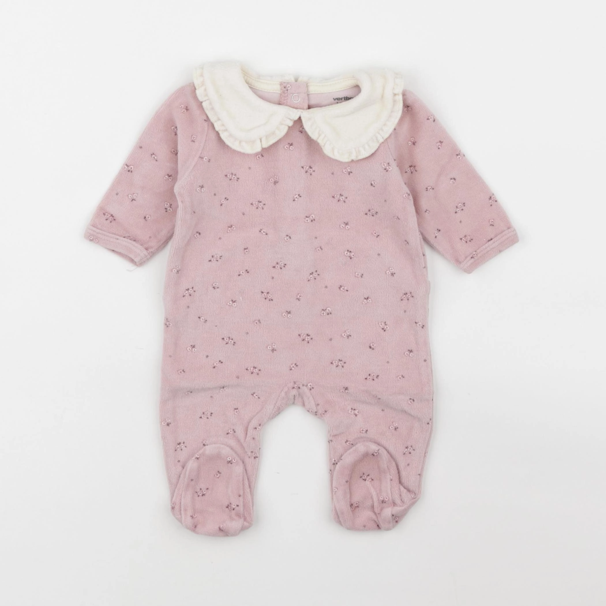 Vertbaudet - pyjama velours rose - 1 mois