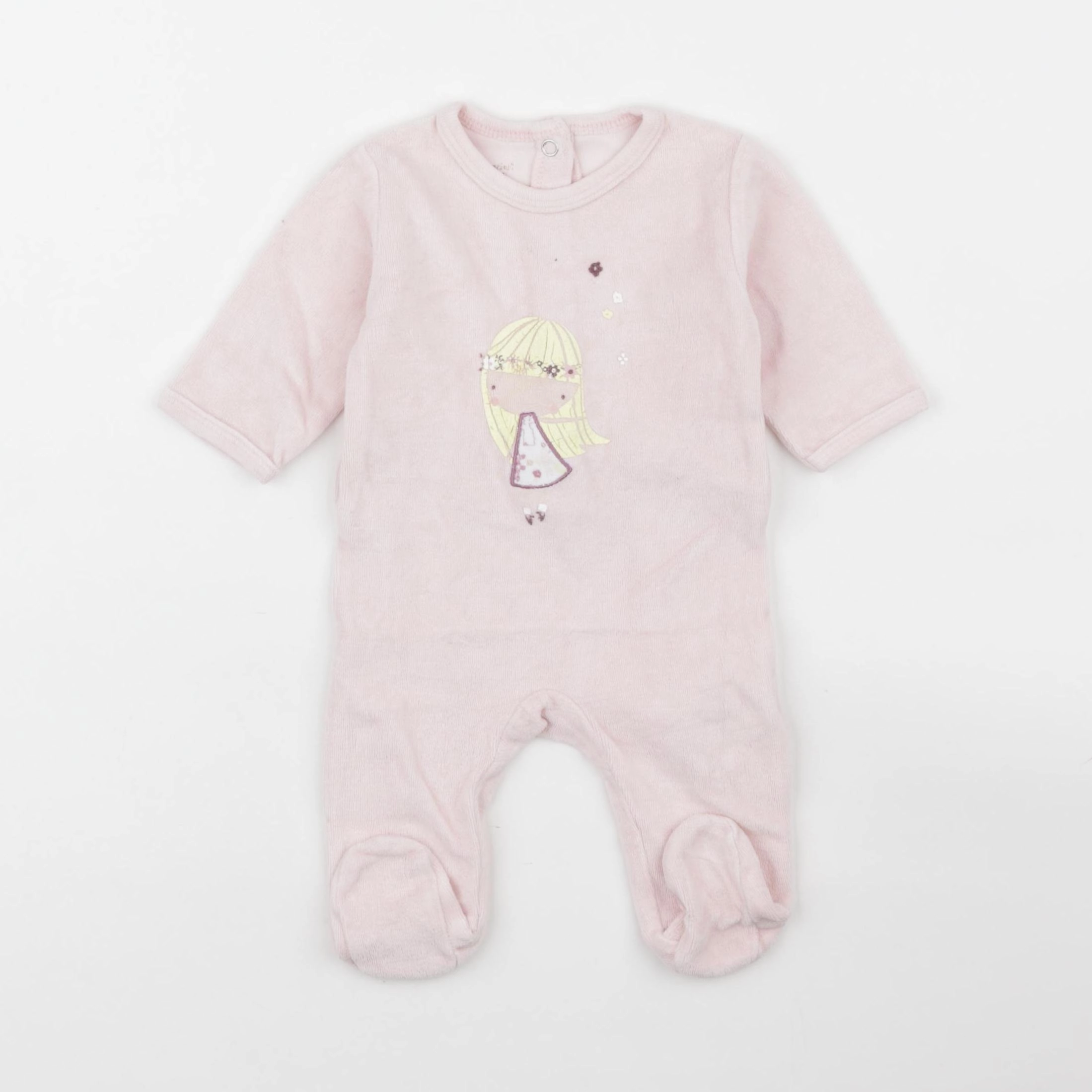 Vertbaudet - pyjama velours rose - 1 mois