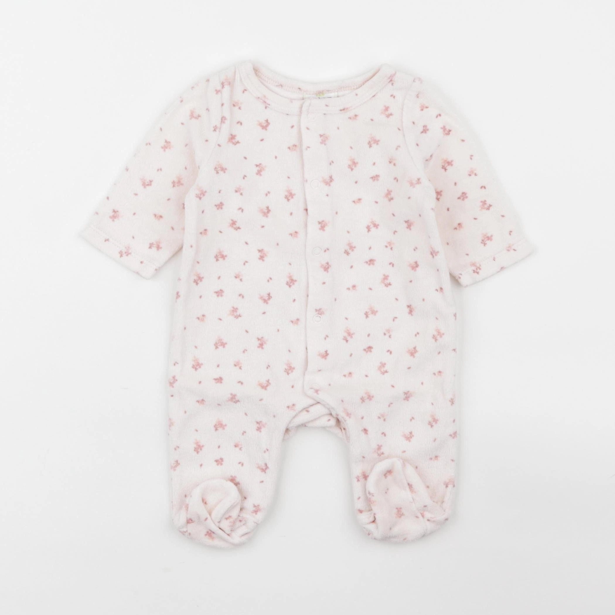 Tape à l'oeil - pyjama velours rose - 1 mois