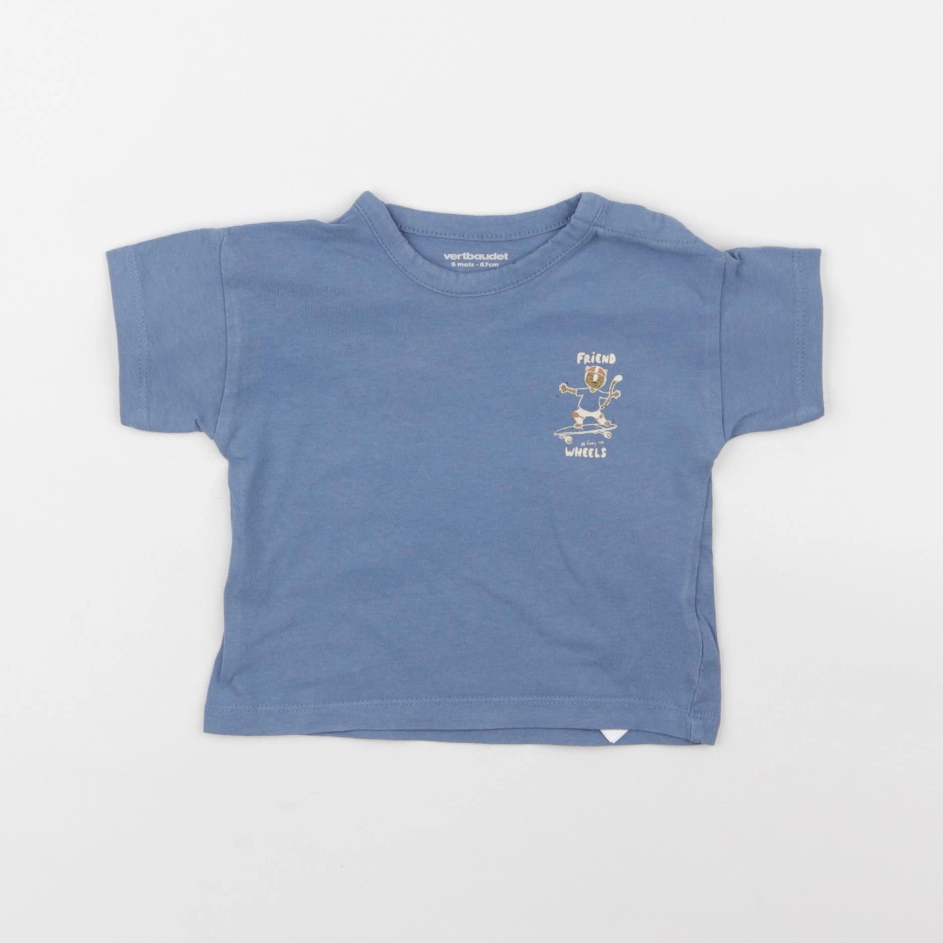 Vertbaudet - tee-shirt imprimé au dos bleu - 6 mois