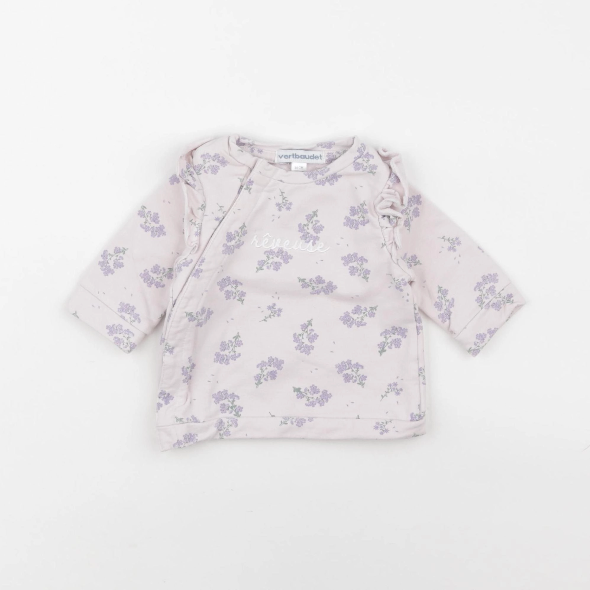 Vertbaudet - sweat violet - 1 mois