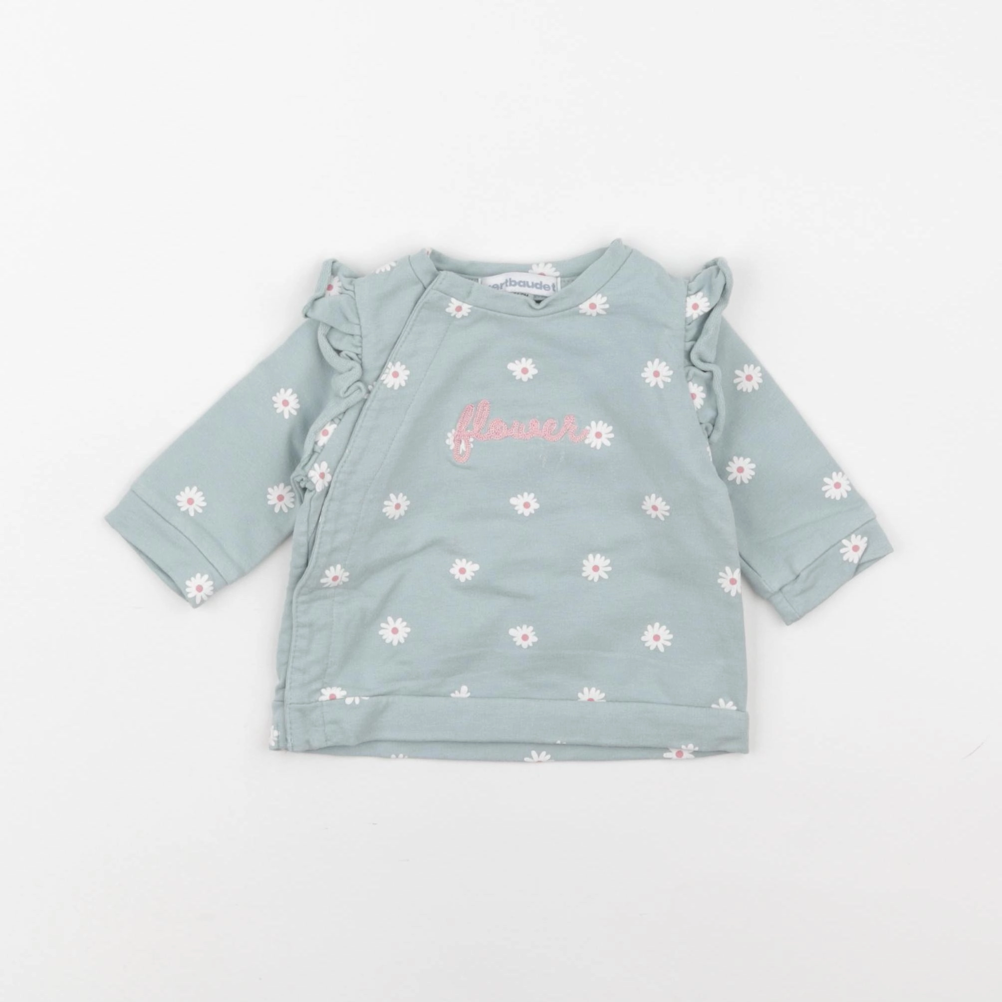 Vertbaudet - sweat vert - 1 mois