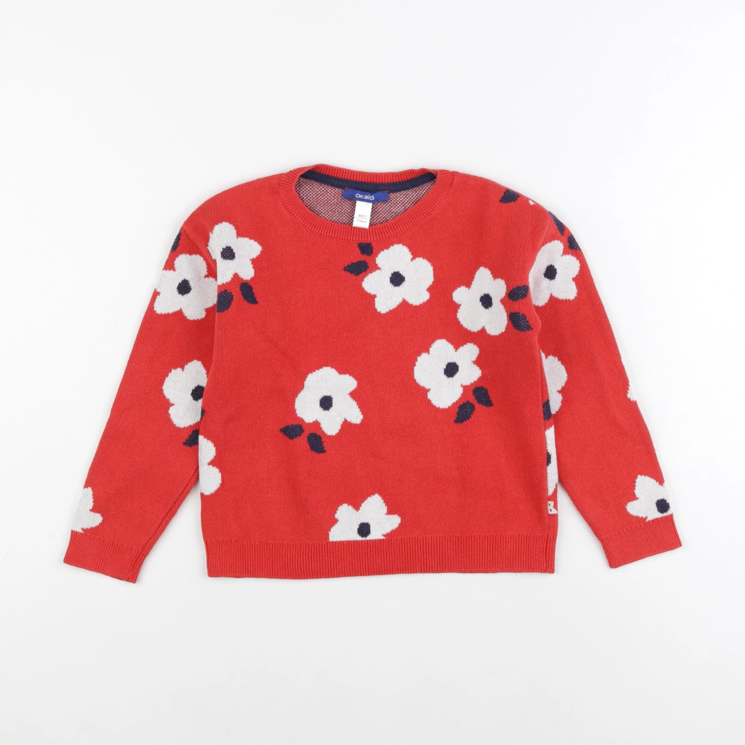 Okaidi - pull rouge - 6 ans