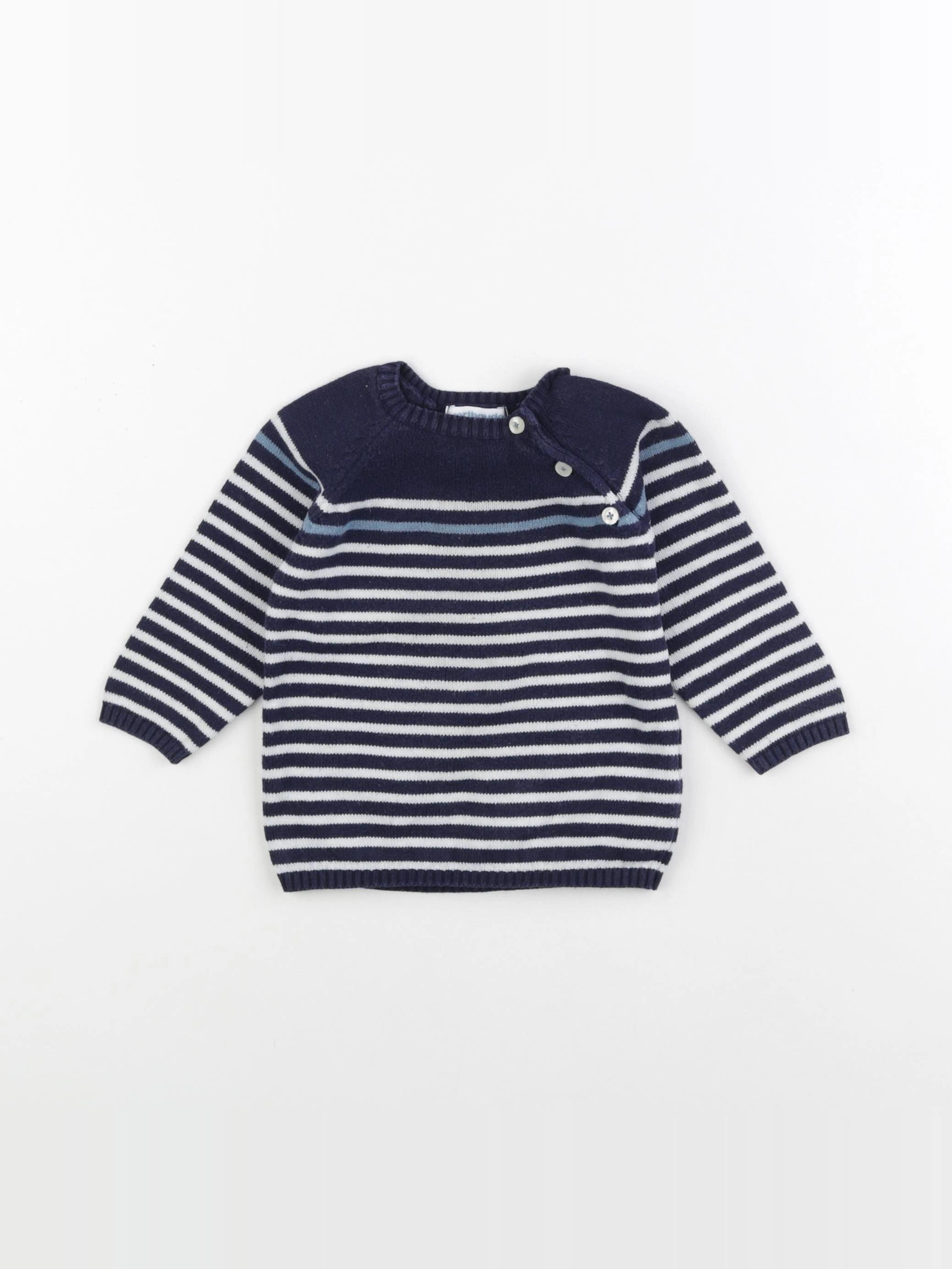 Vertbaudet - pull bleu - 12 mois