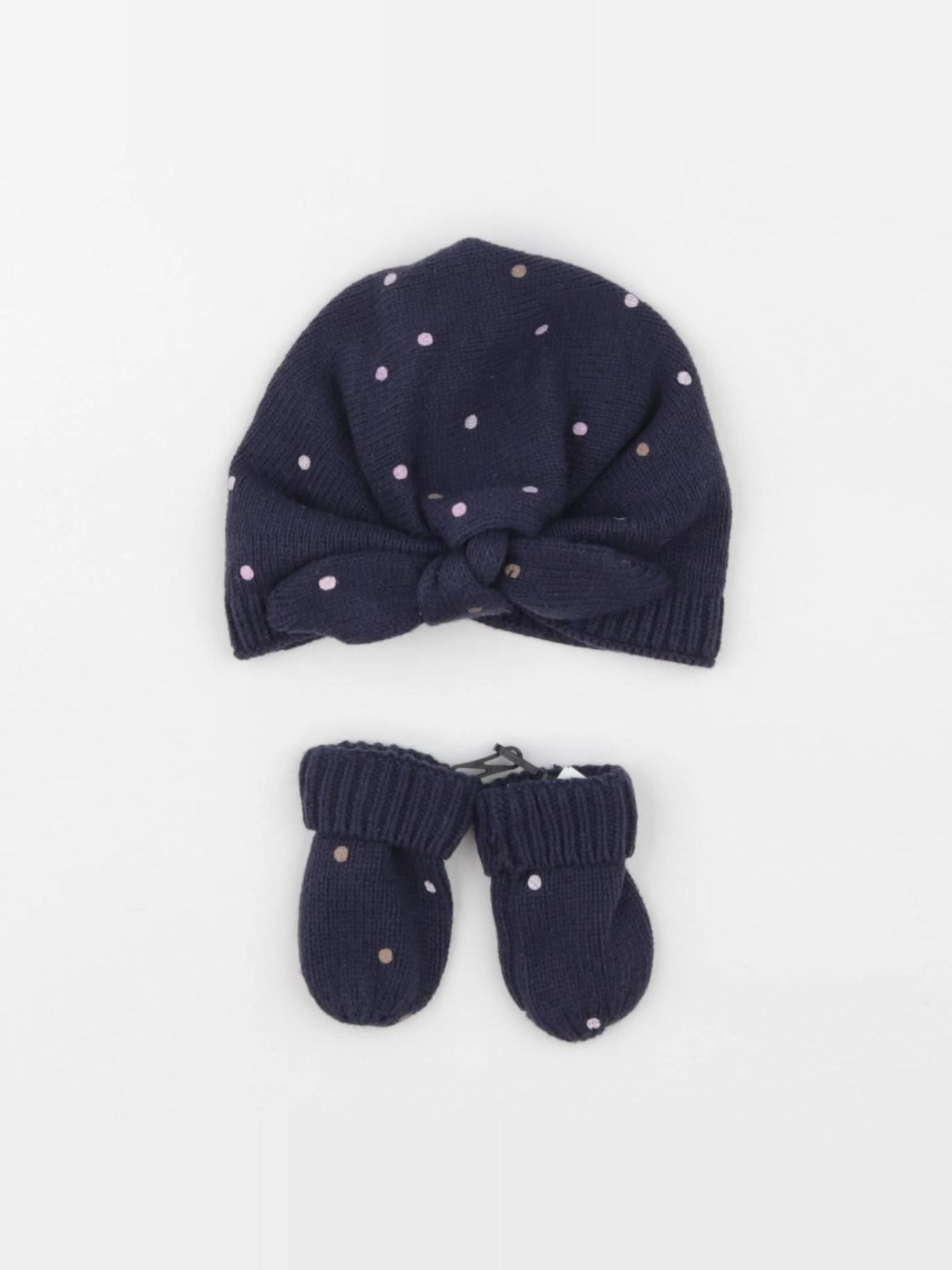 Vertbaudet - ensemble bonnet/moufles bleu - 3/6 mois