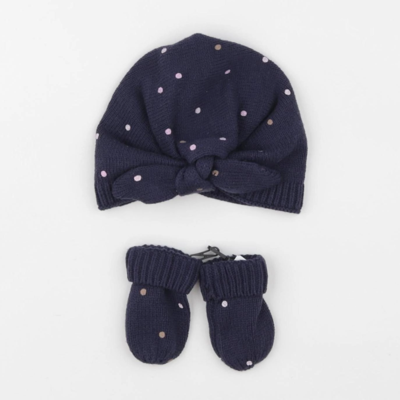 Vertbaudet - ensemble bonnet/moufles bleu - 3/6 mois