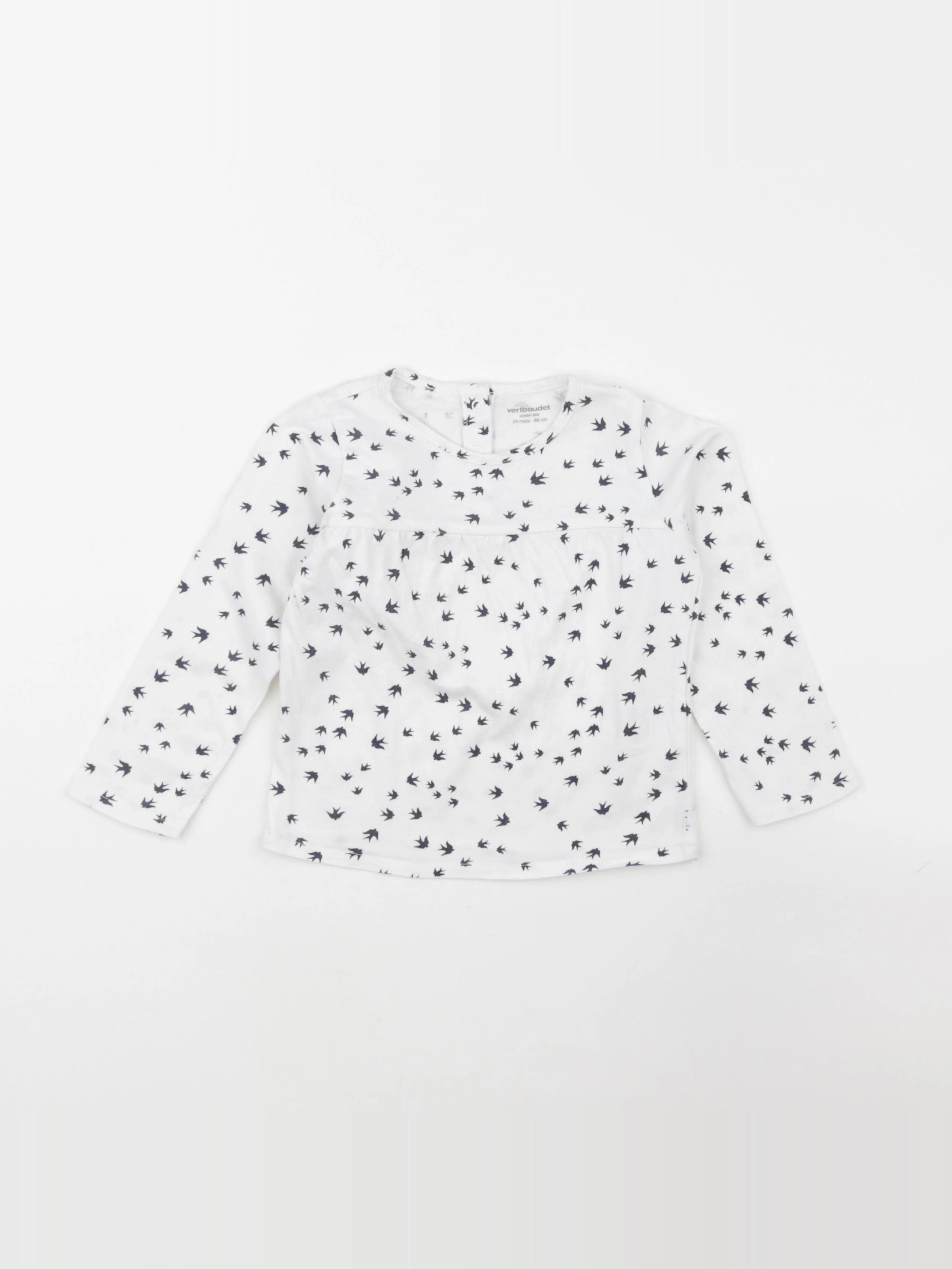 Vertbaudet - tee-shirt blanc, bleu - 24 mois