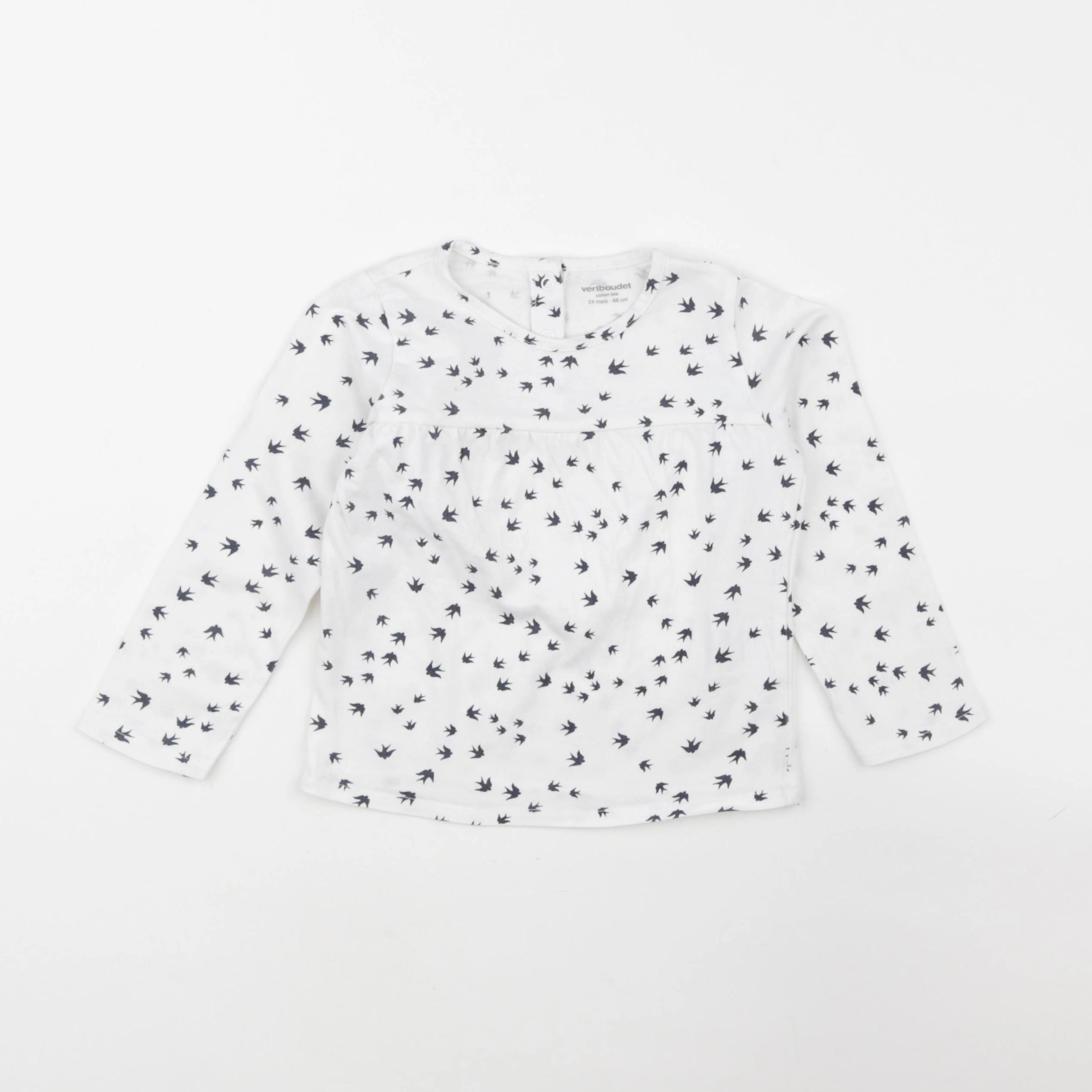 Vertbaudet - tee-shirt blanc, bleu - 24 mois