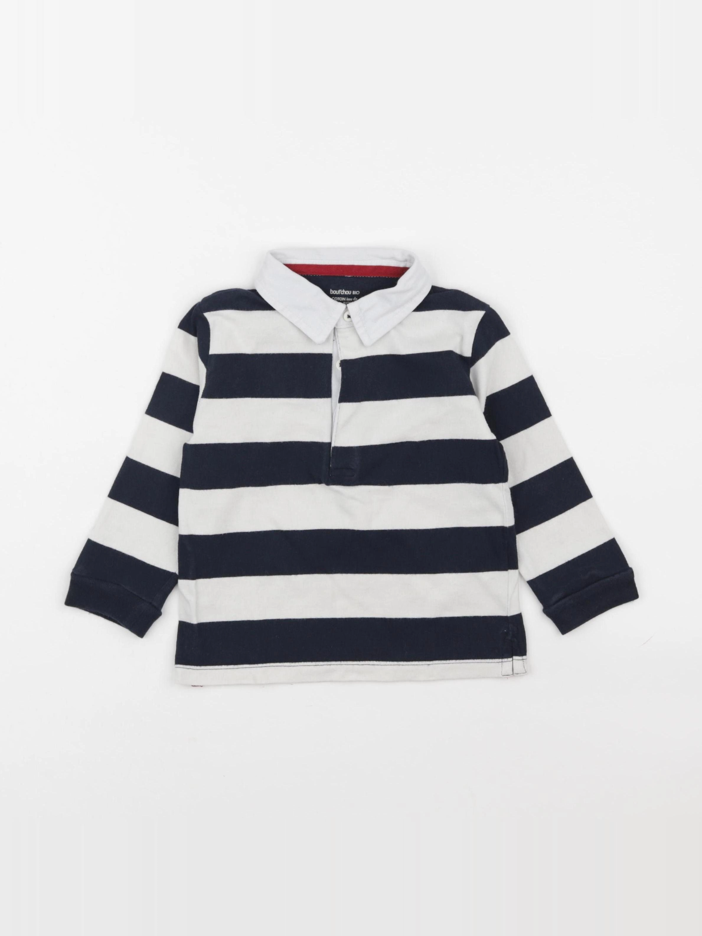 Boutchou - polo blanc, bleu - 24 mois