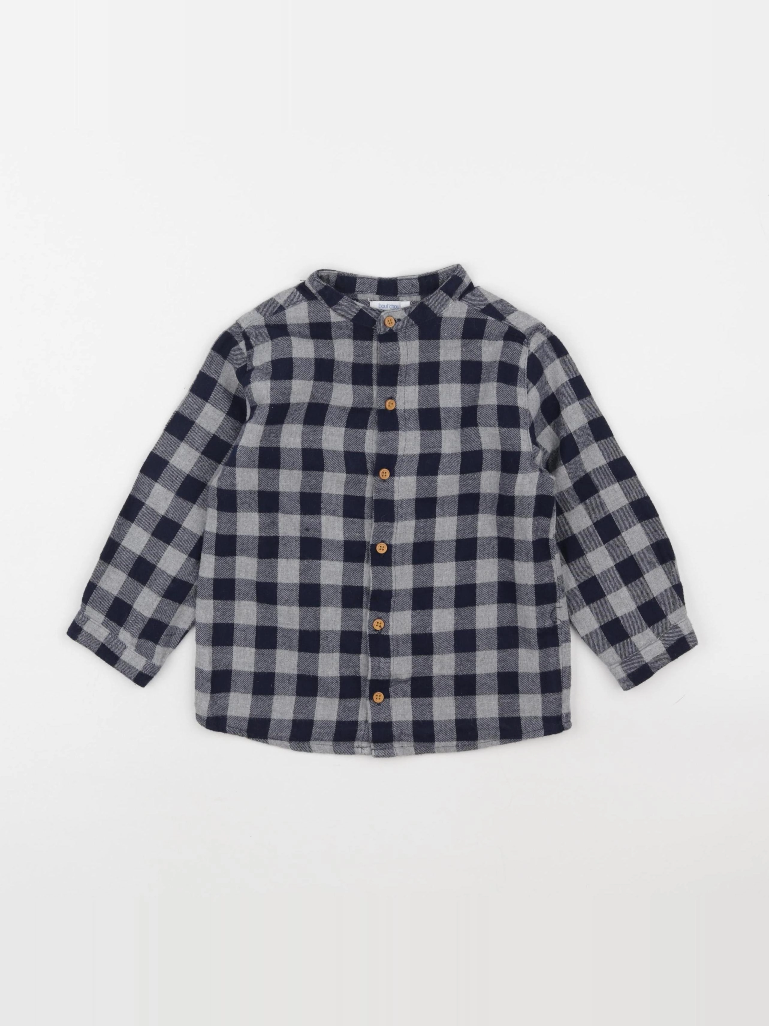 Boutchou - chemise bleu, gris - 36 mois