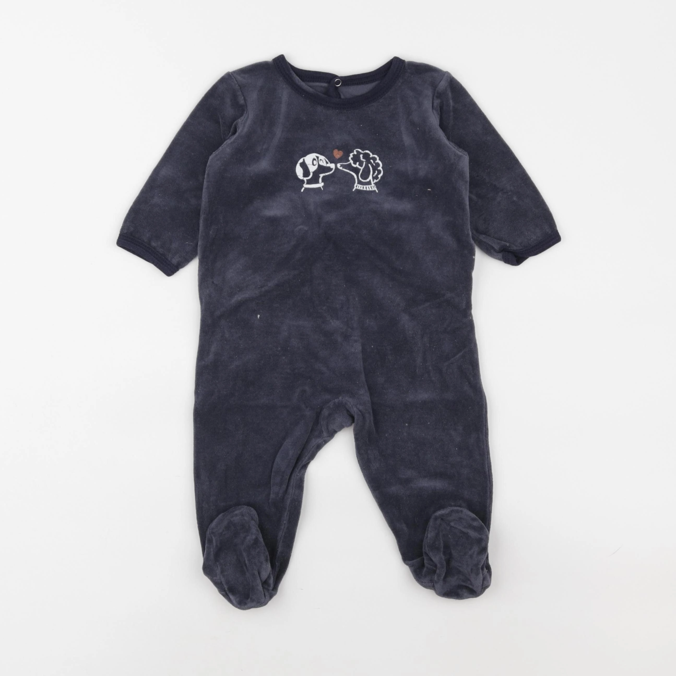 Petit Bateau - pyjama velours bleu - 6 mois