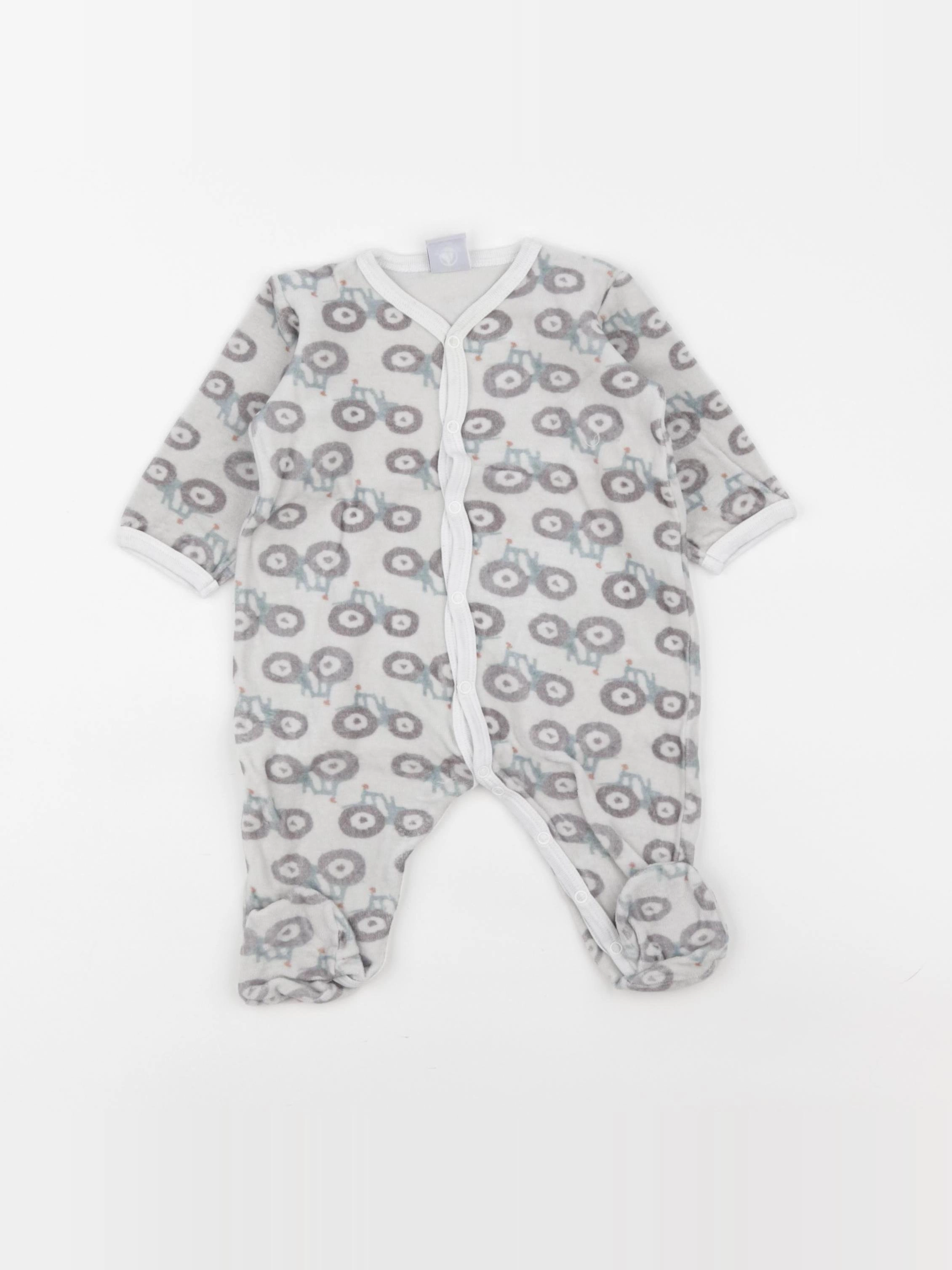Petit Bateau - pyjama velours gris - 6 mois