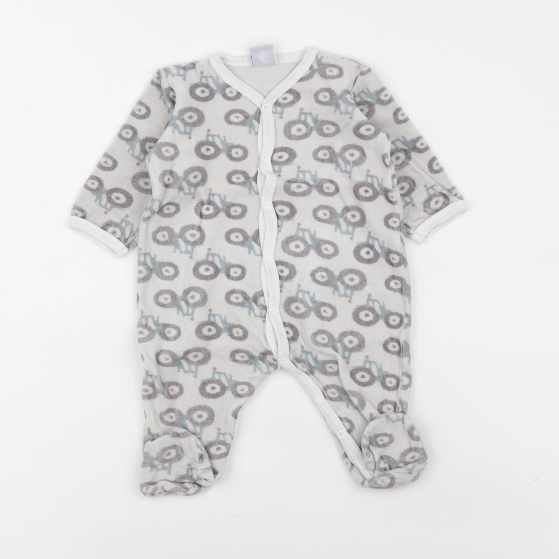 Petit Bateau - pyjama velours gris - 6 mois